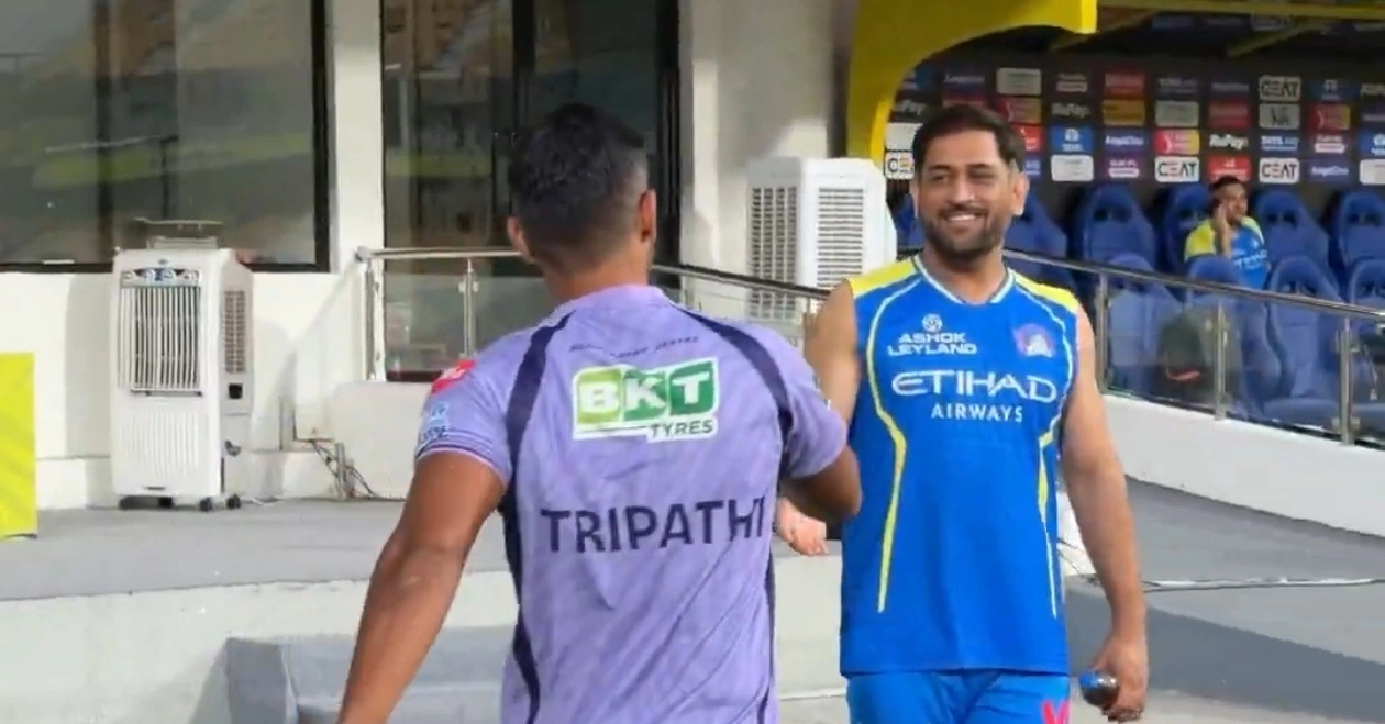 Watch an Emotional Reunion as Tripathi Meets Dhoni on Opposite Sides