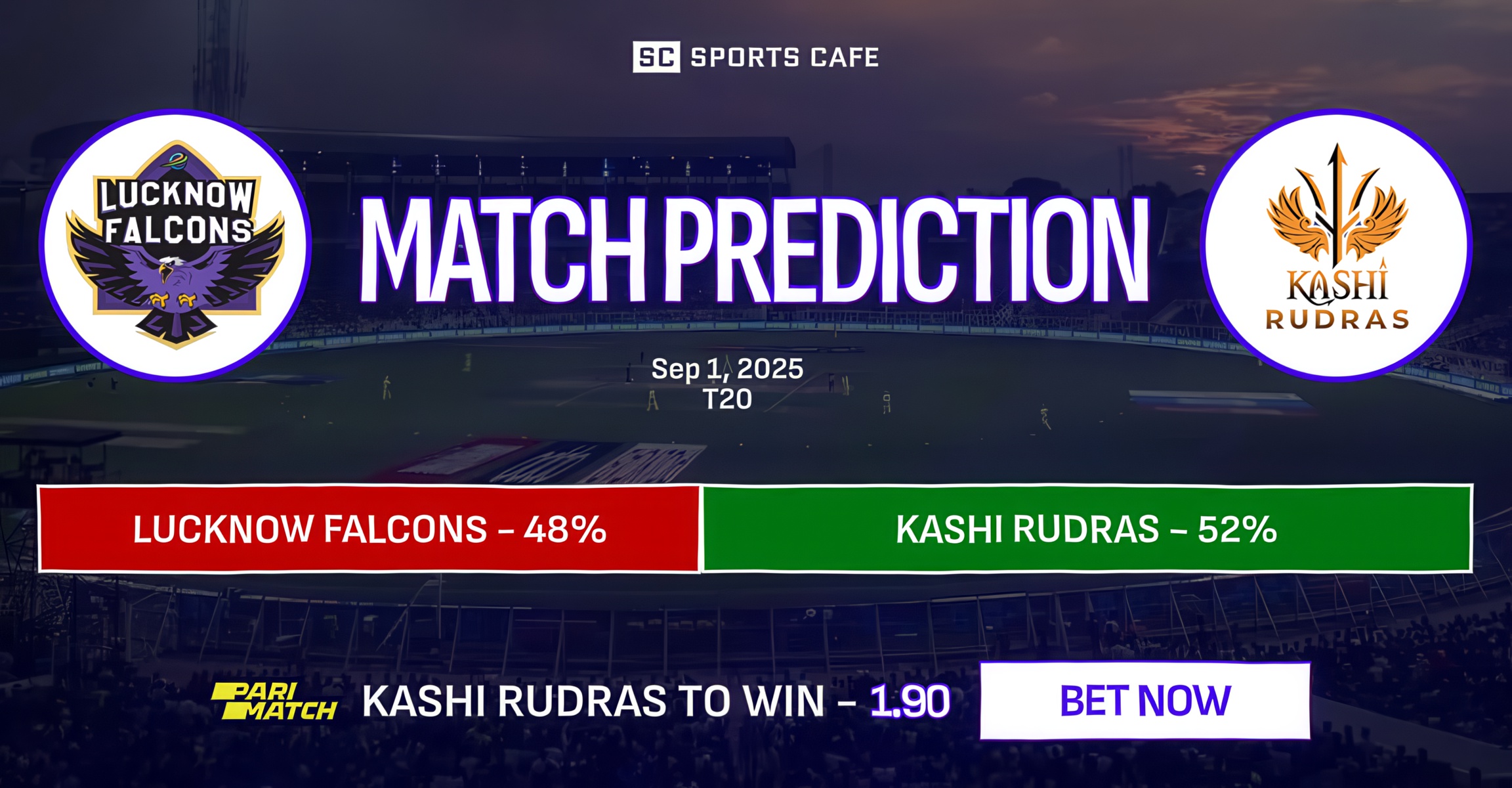 Lucknow Falcons vs Kashi Rudras