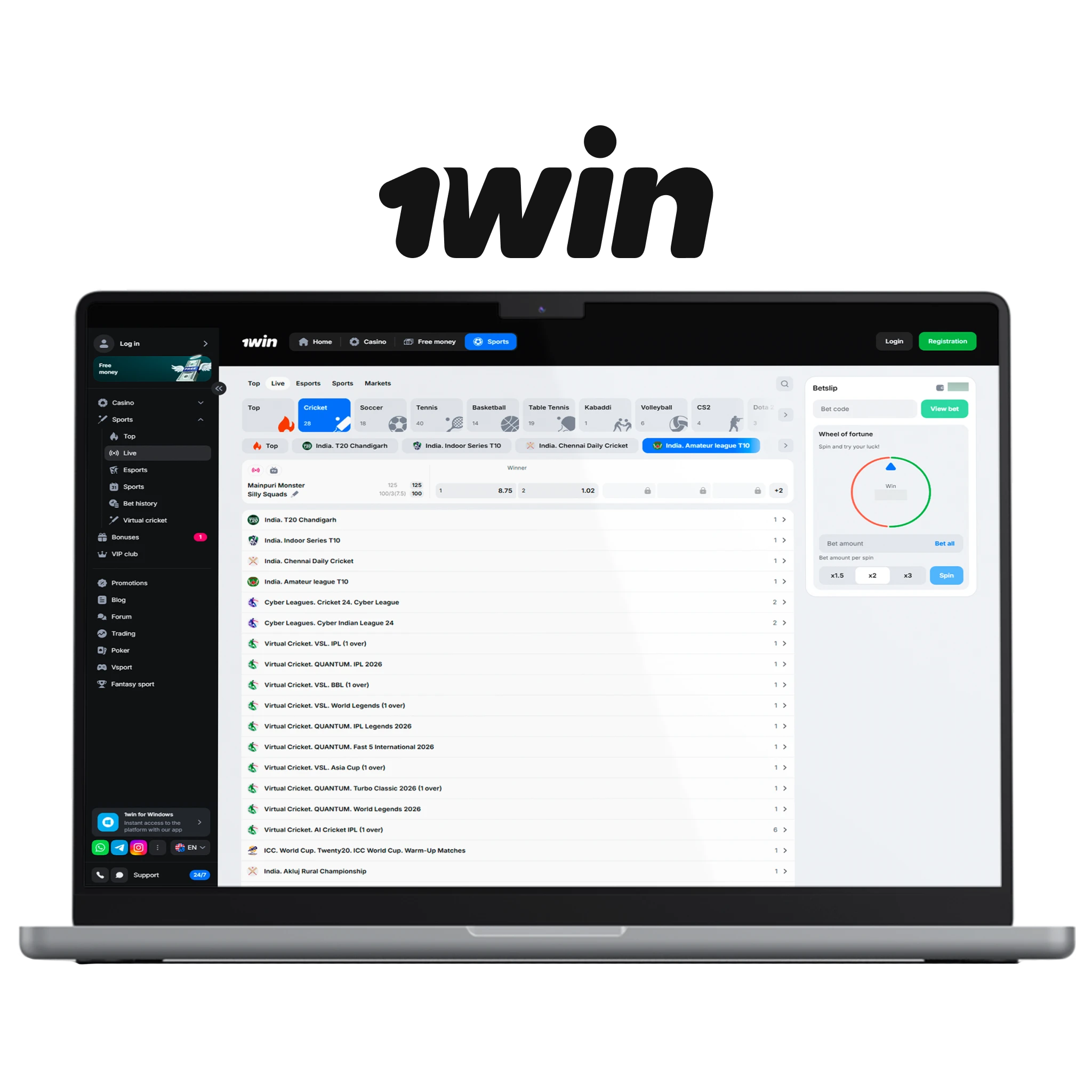 1win - Legal and Trusted With Competitive Cricket Odds.
