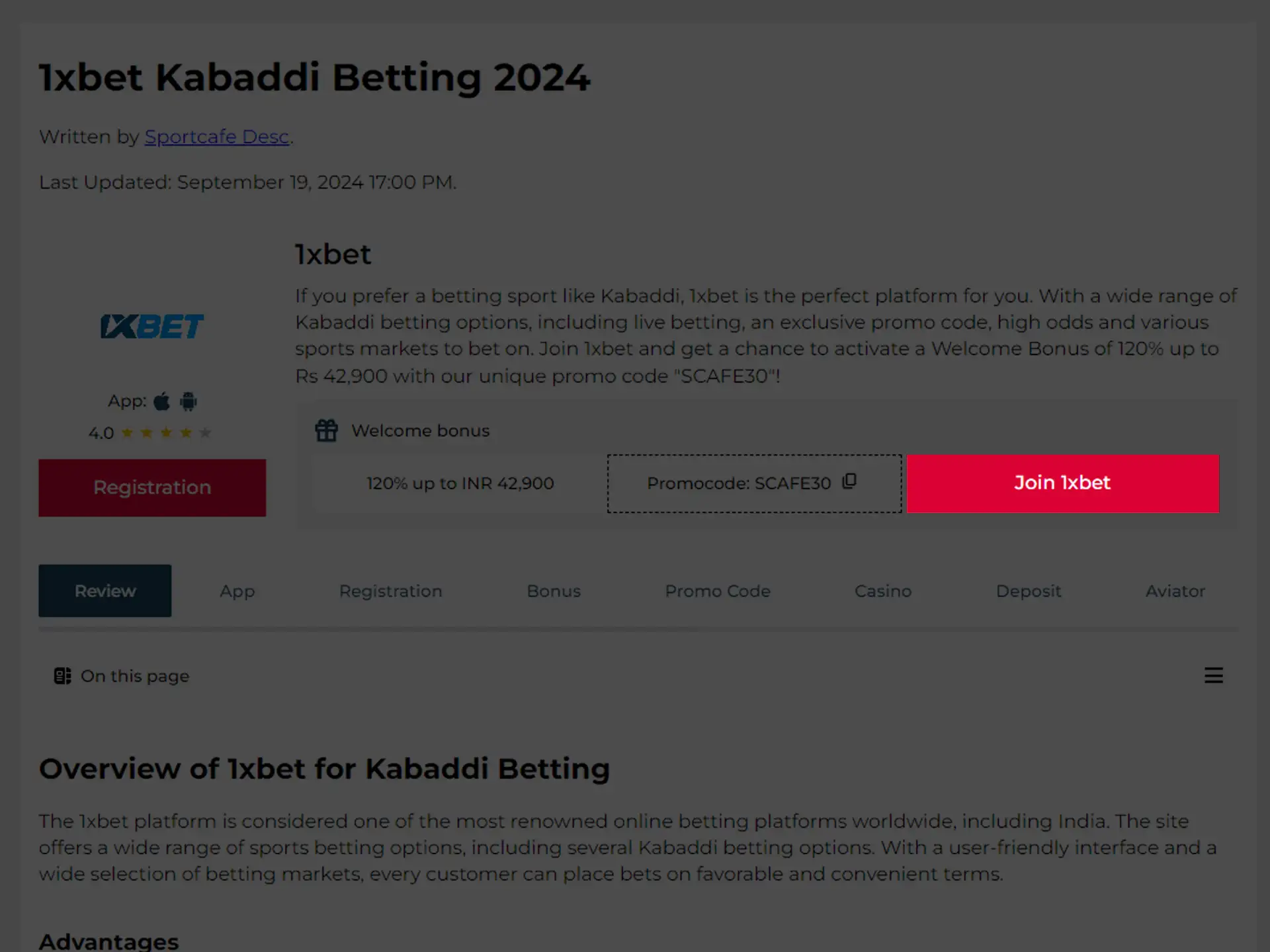 Go to the 1xbet website and create an account.