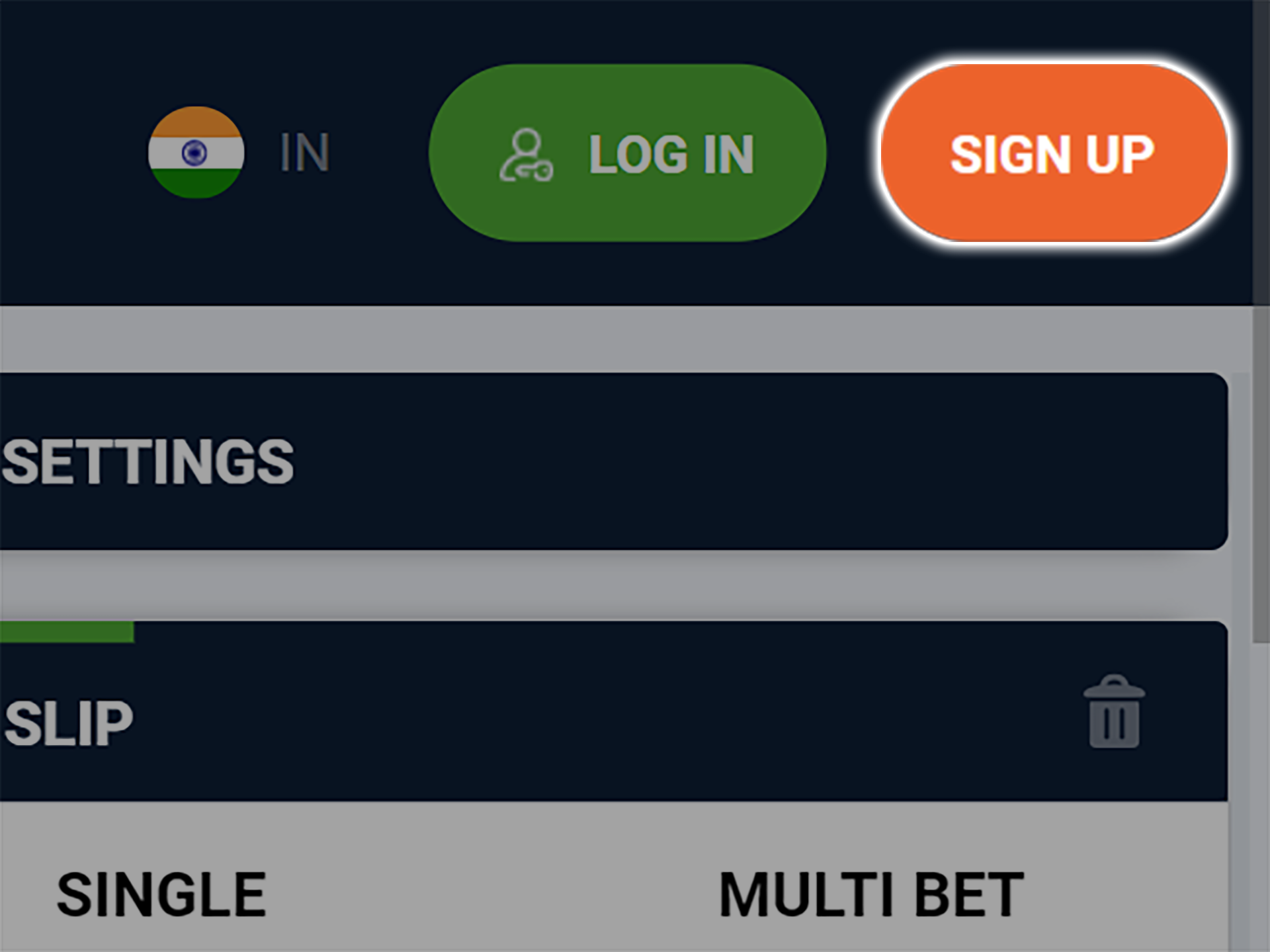 Use the sign up button to start the registration process at 20bet.