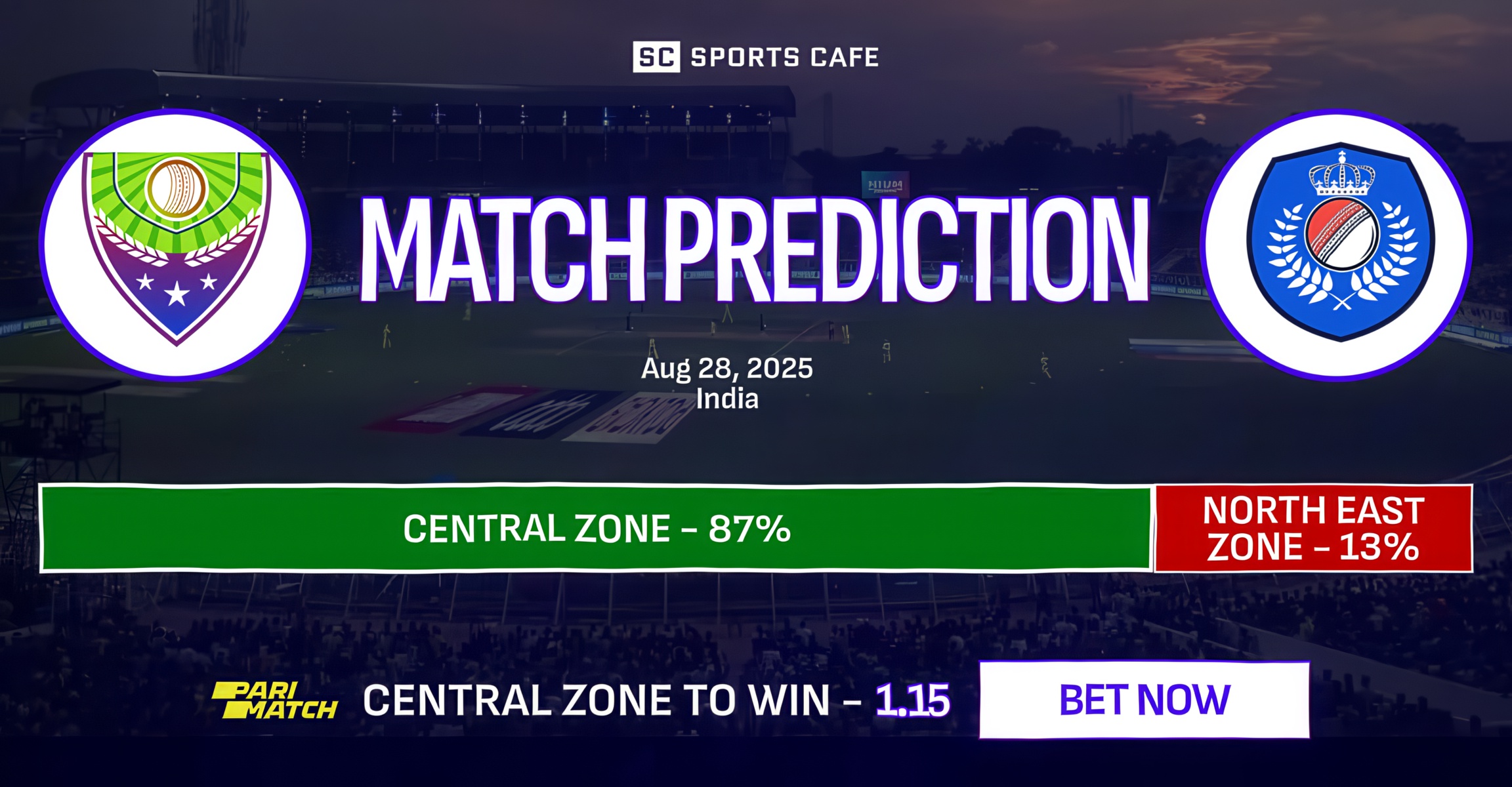 Central Zone vs North East Zone