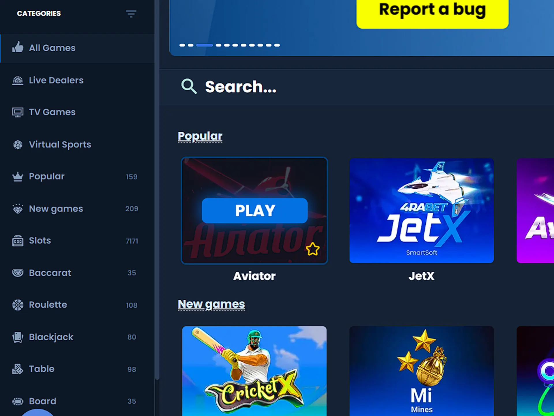 Open instant games tab.