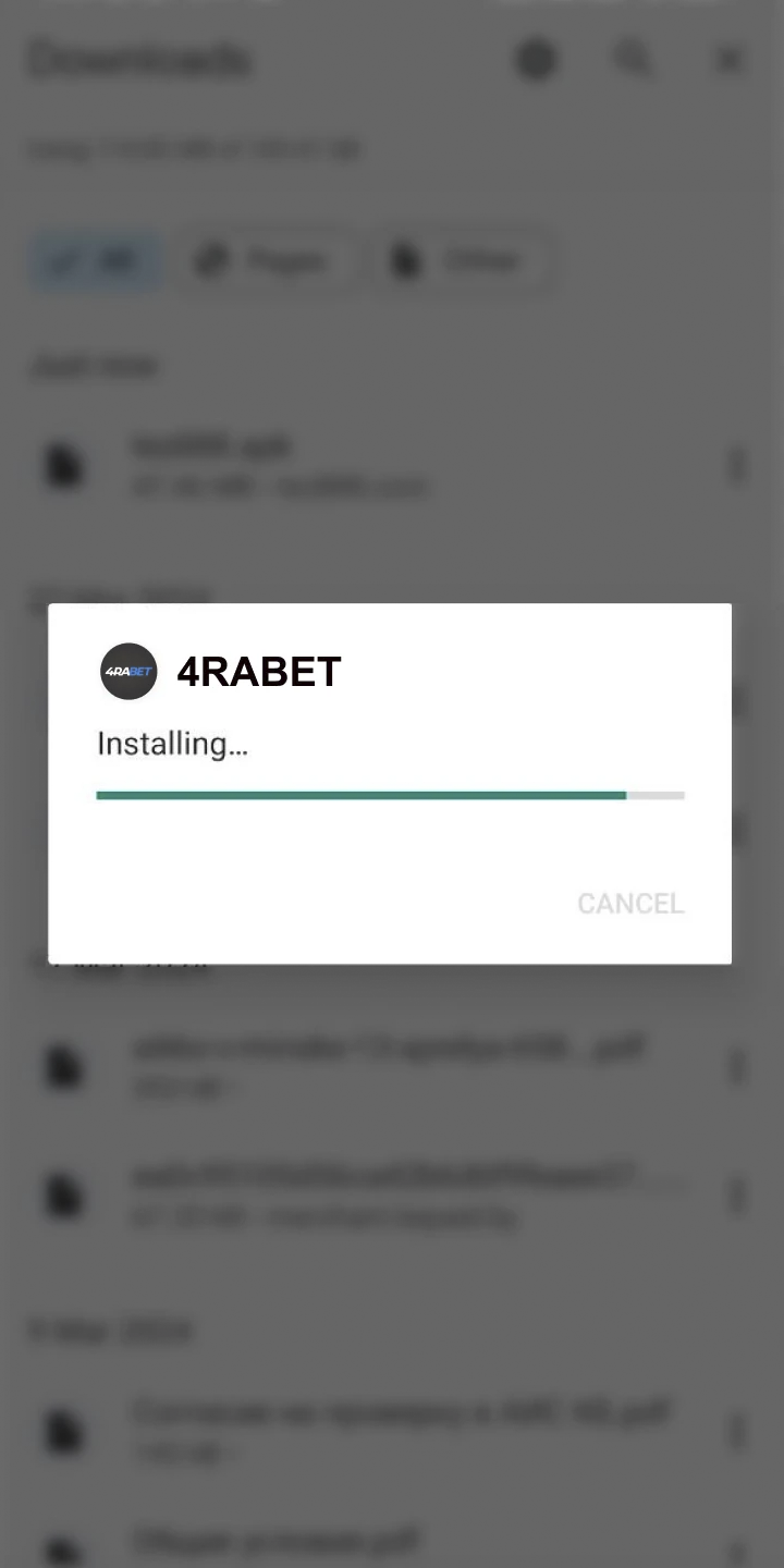 Locate and launch the 4rabet installation apk on your mobile device's storage.