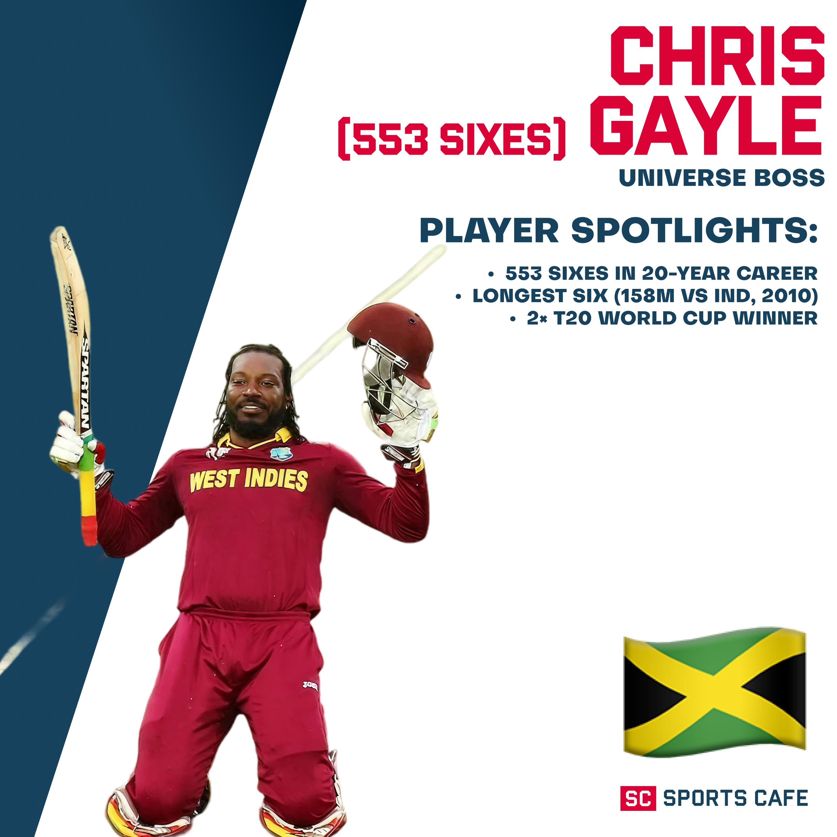 Chris Gayle – 553 Sixes.