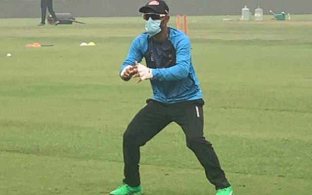 IND vs BAN | Liton Das spotted training in mask in Delhi