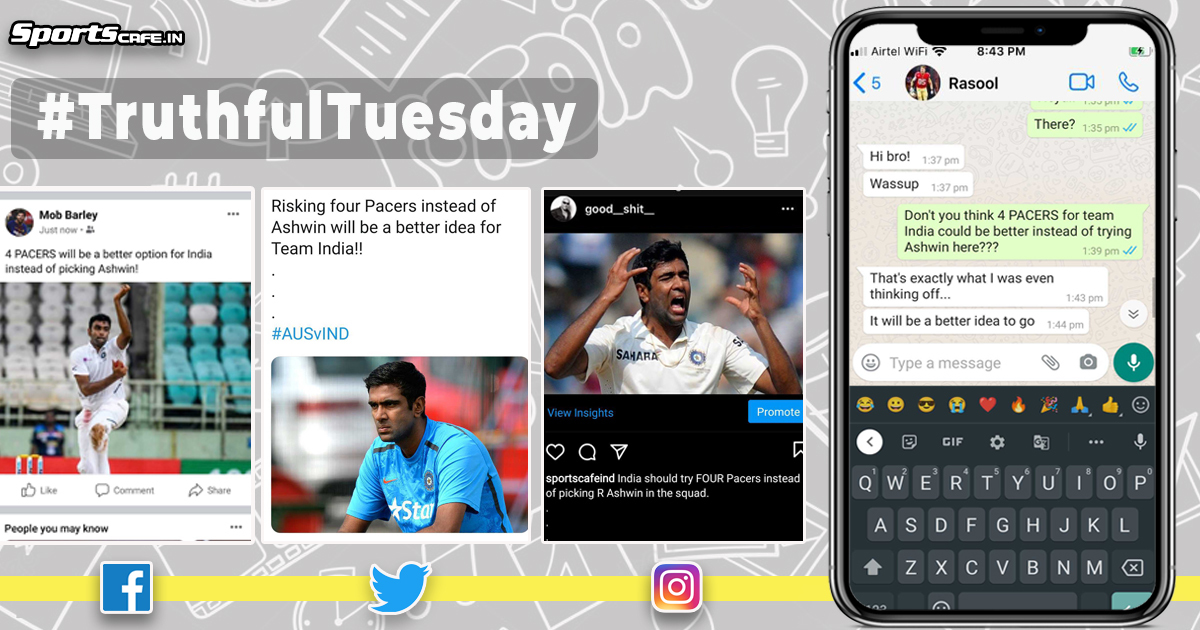 Truthful Tuesday | India should risk four pacers instead of taking safe Ashwin route to go 1-0 up against Australia