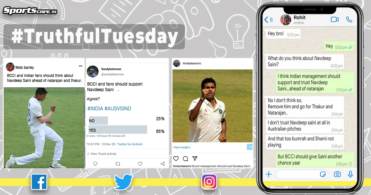 Truthful Tuesday | More than ever, Indian management and fans need to trust Navdeep Saini now