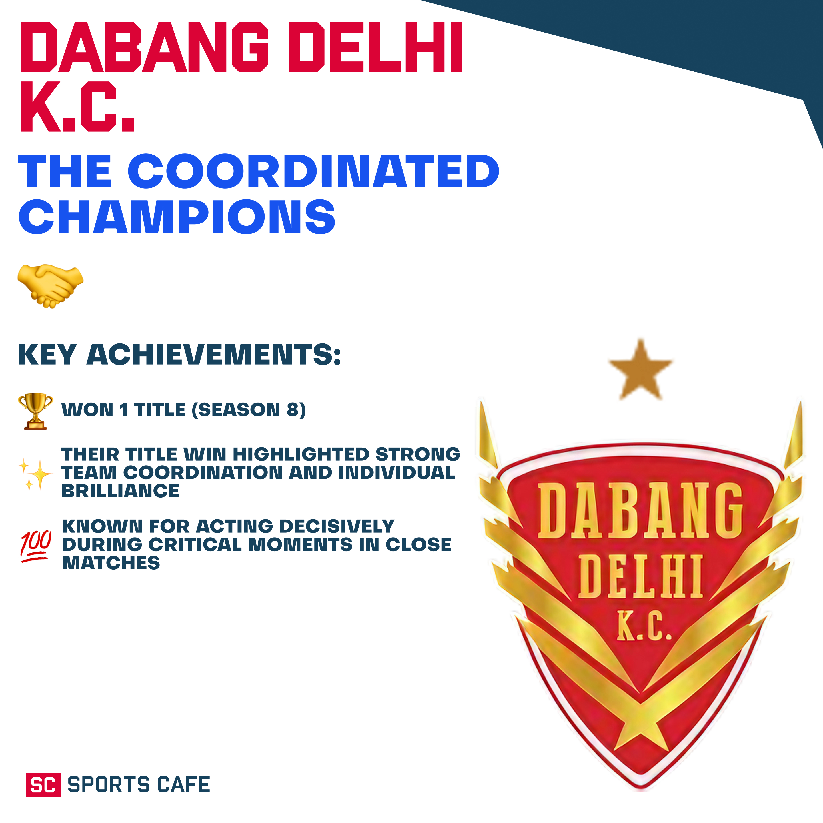 Dabang Delhi K.C. Best Pro Kabaddi Teams.