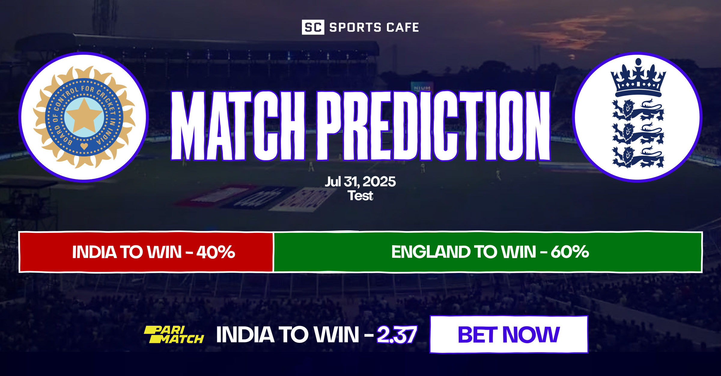 India vs England match prediction.