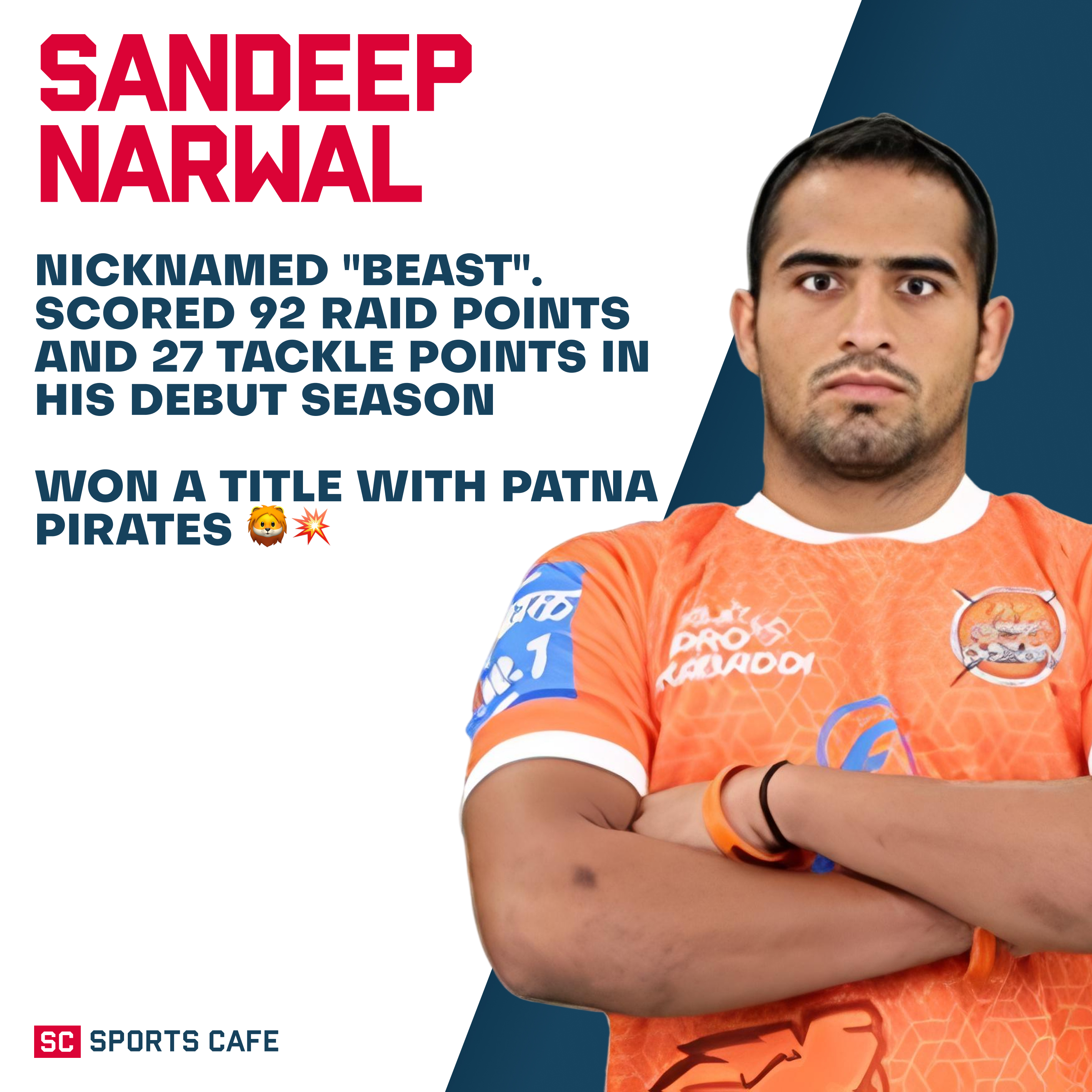 Sandeep Narwal Best All-Rounders in Pro Kabaddi.