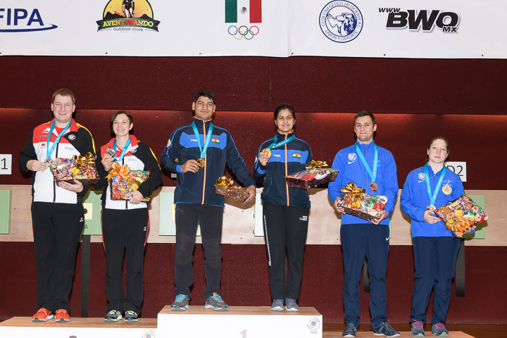 ISSF World Cup | Manu Bhaker teams up with Om Prakash Mitharval to give India another gold