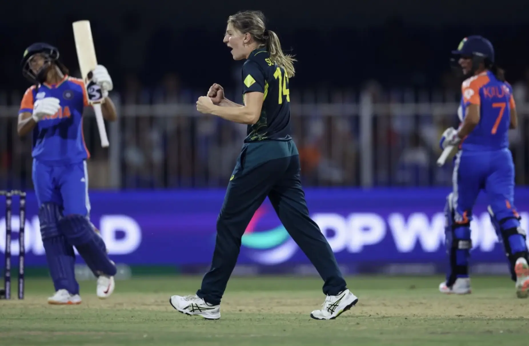 Australia Women defeats India Women by 9 runs.