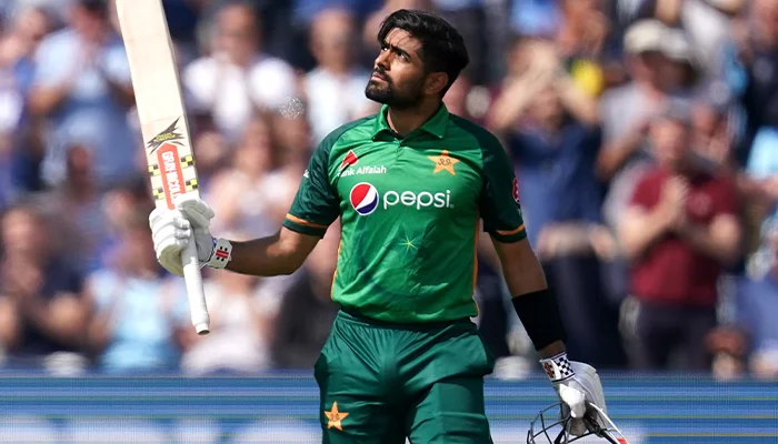 Babar Azam after scoring a century against England.