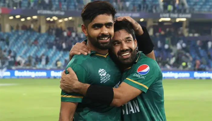 Babar Azam and Mohammed Rizwan during the 2021 T20 World Cup.