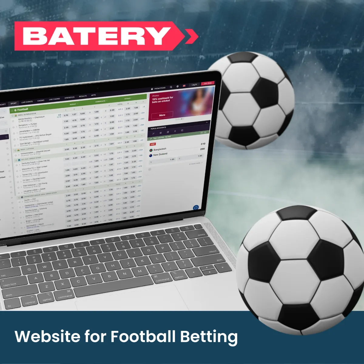 Technische interface van een online betting platform