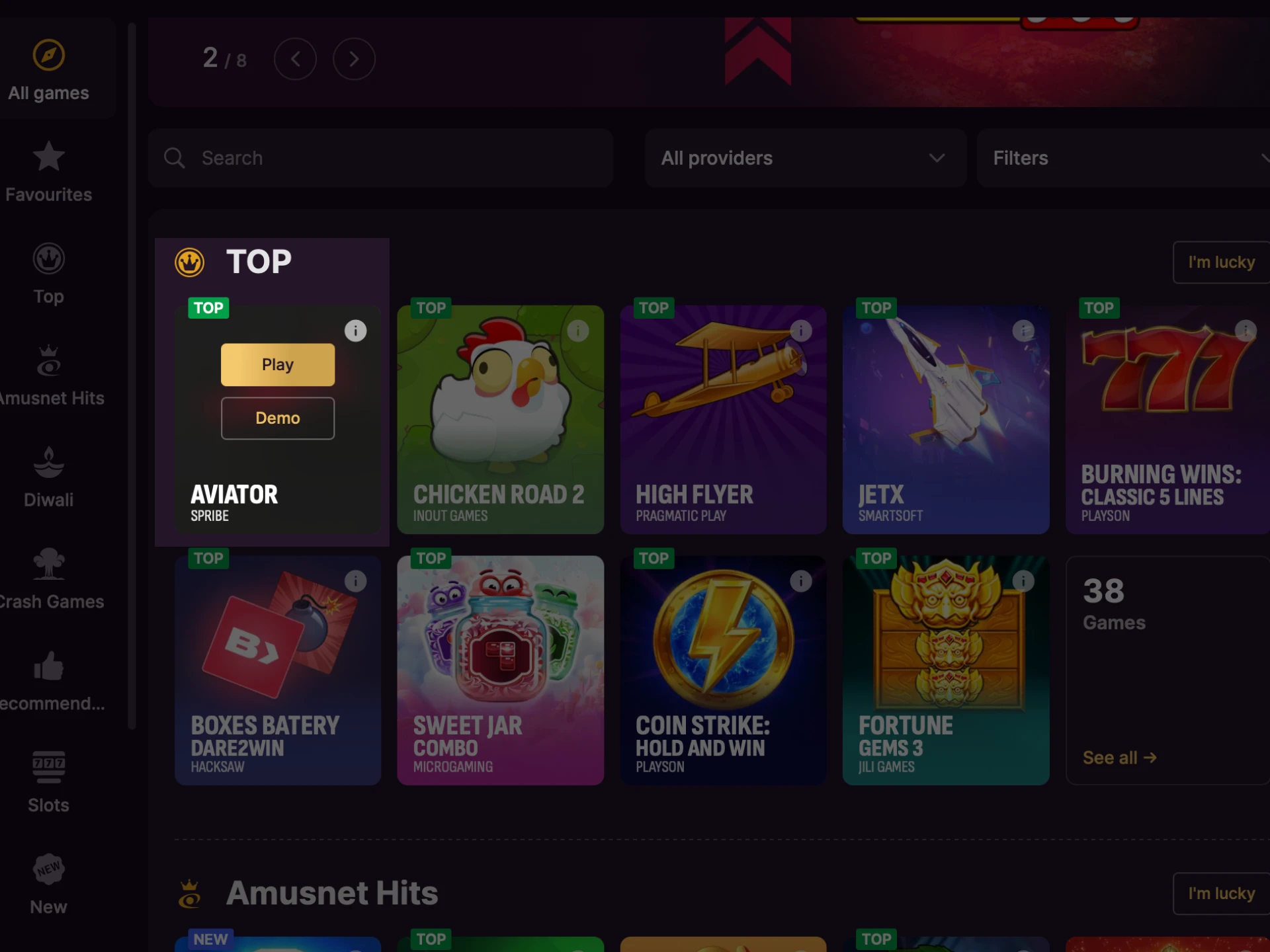 Access Aviator quickly from the Batery casino menu.