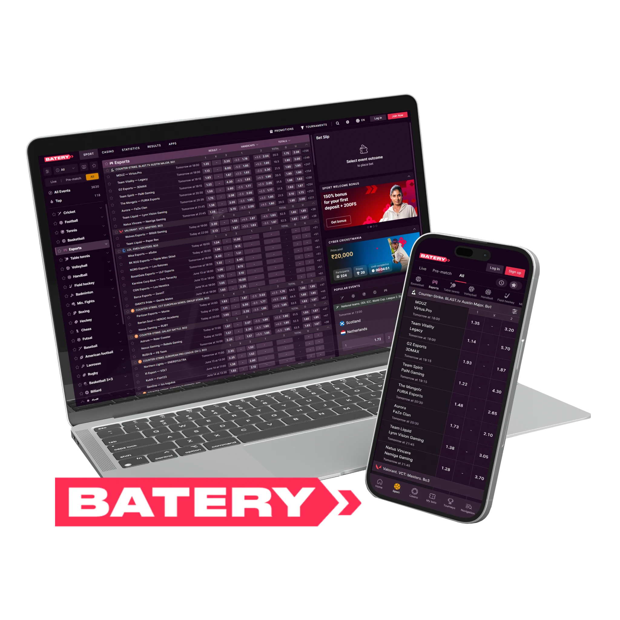 Batery — esports betting site with fast withdrawal options.