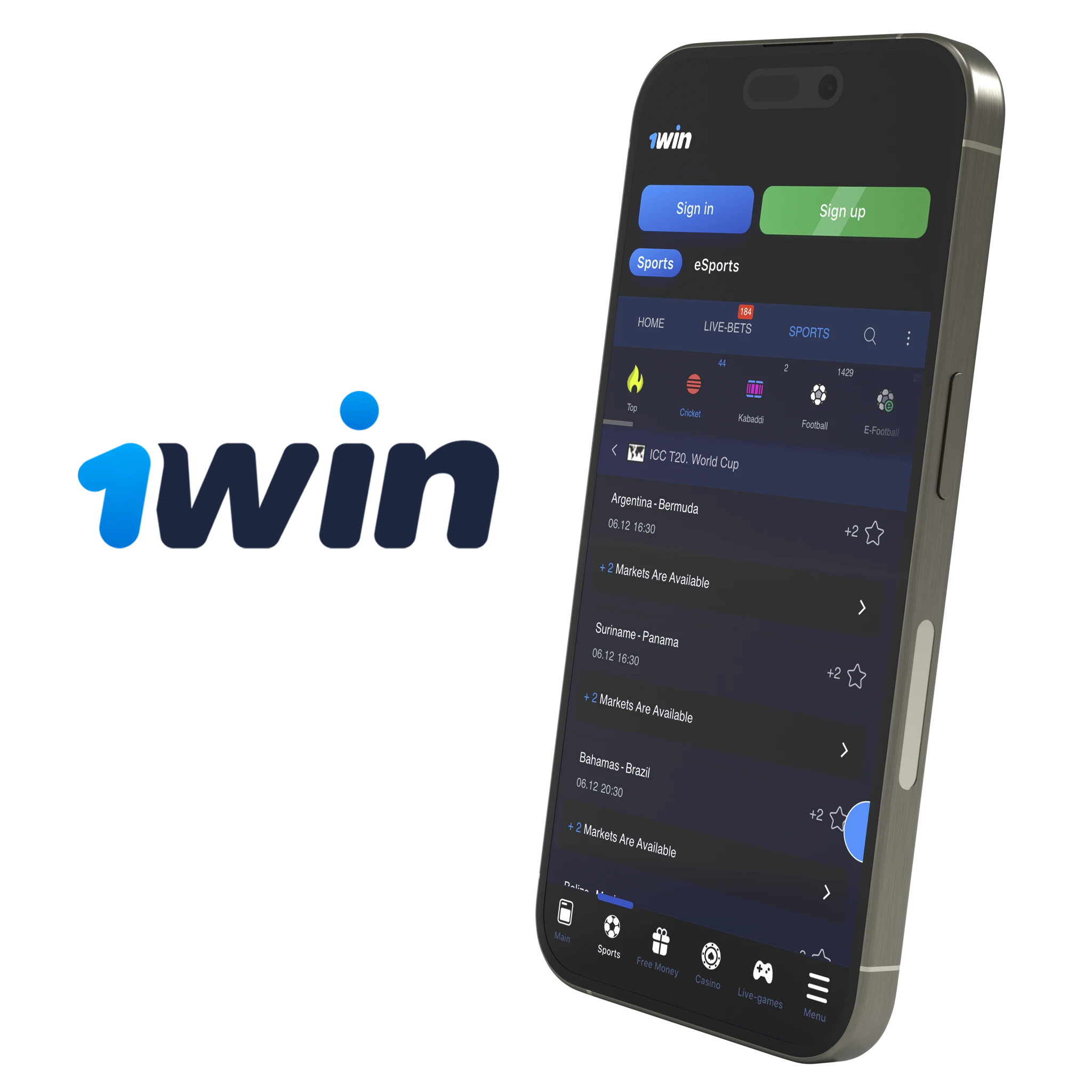 1win is offering 200 coins for installing the app on your phone.