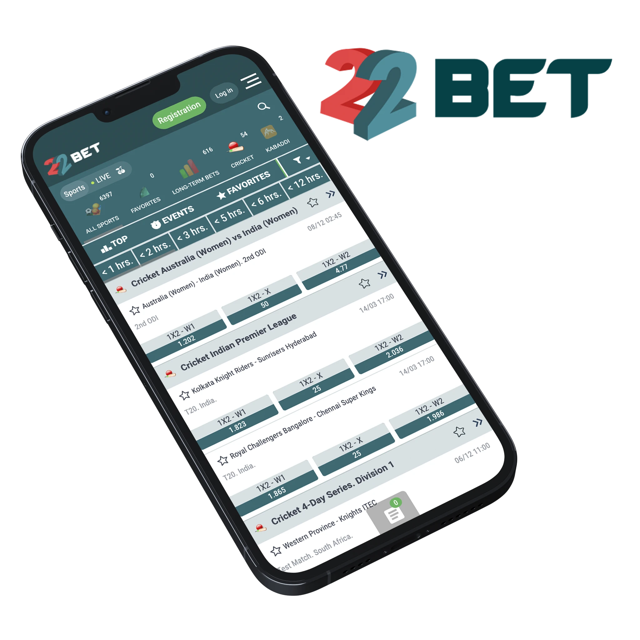 The 22bet app for betting on iPhone is represented by a browser version.