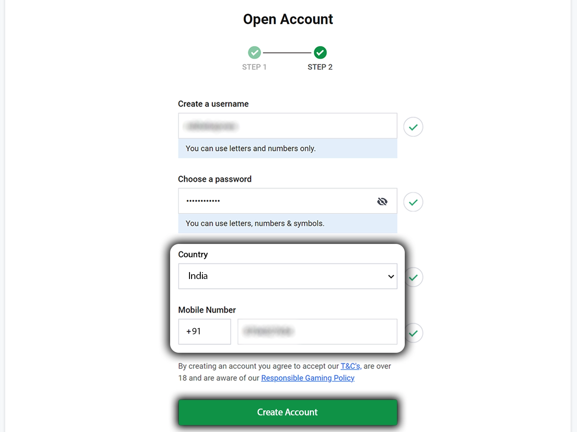Select your country, provide your phone number and confirm your Bet9ja account creation.