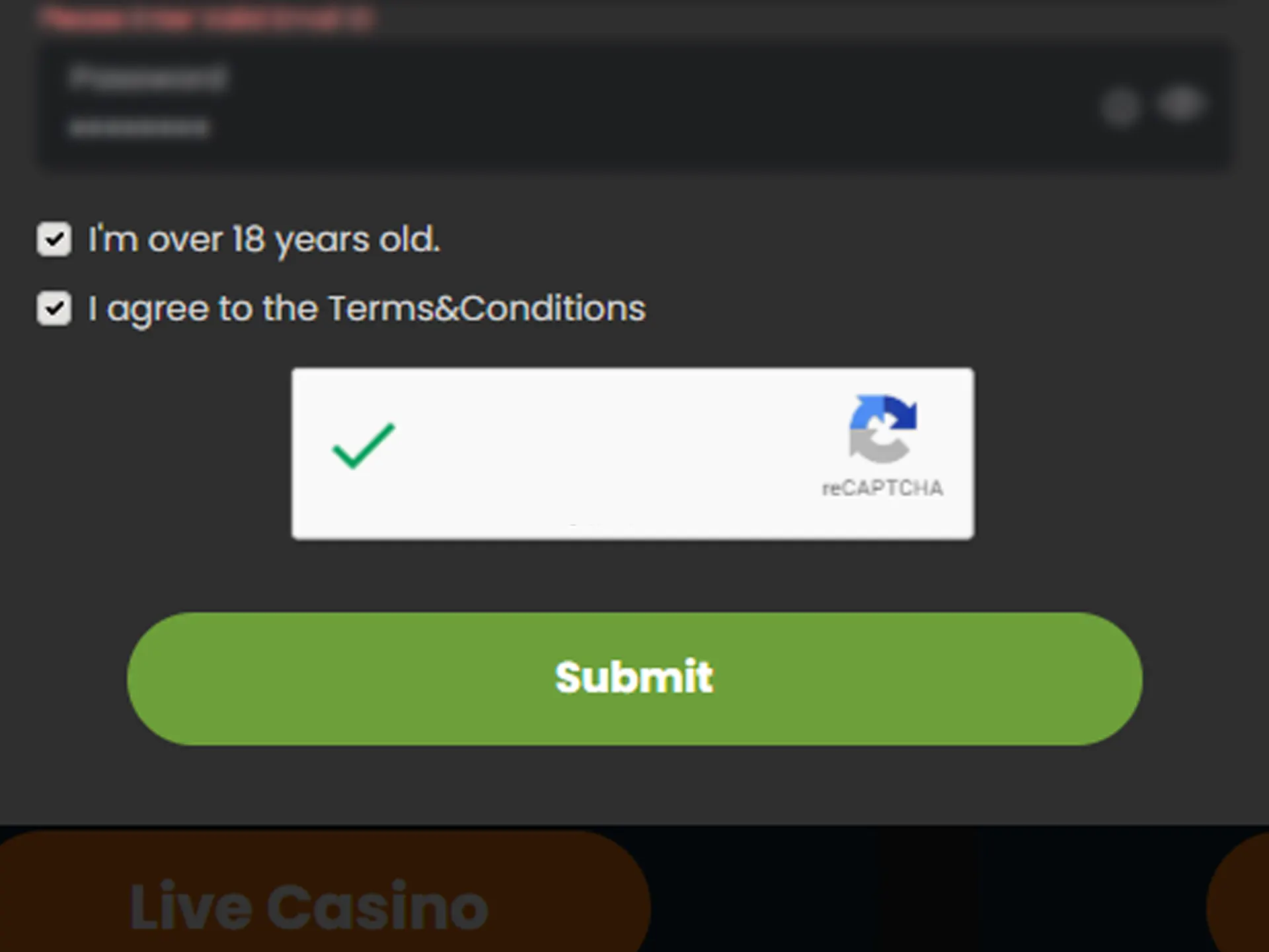 Mark terms and conditions option.