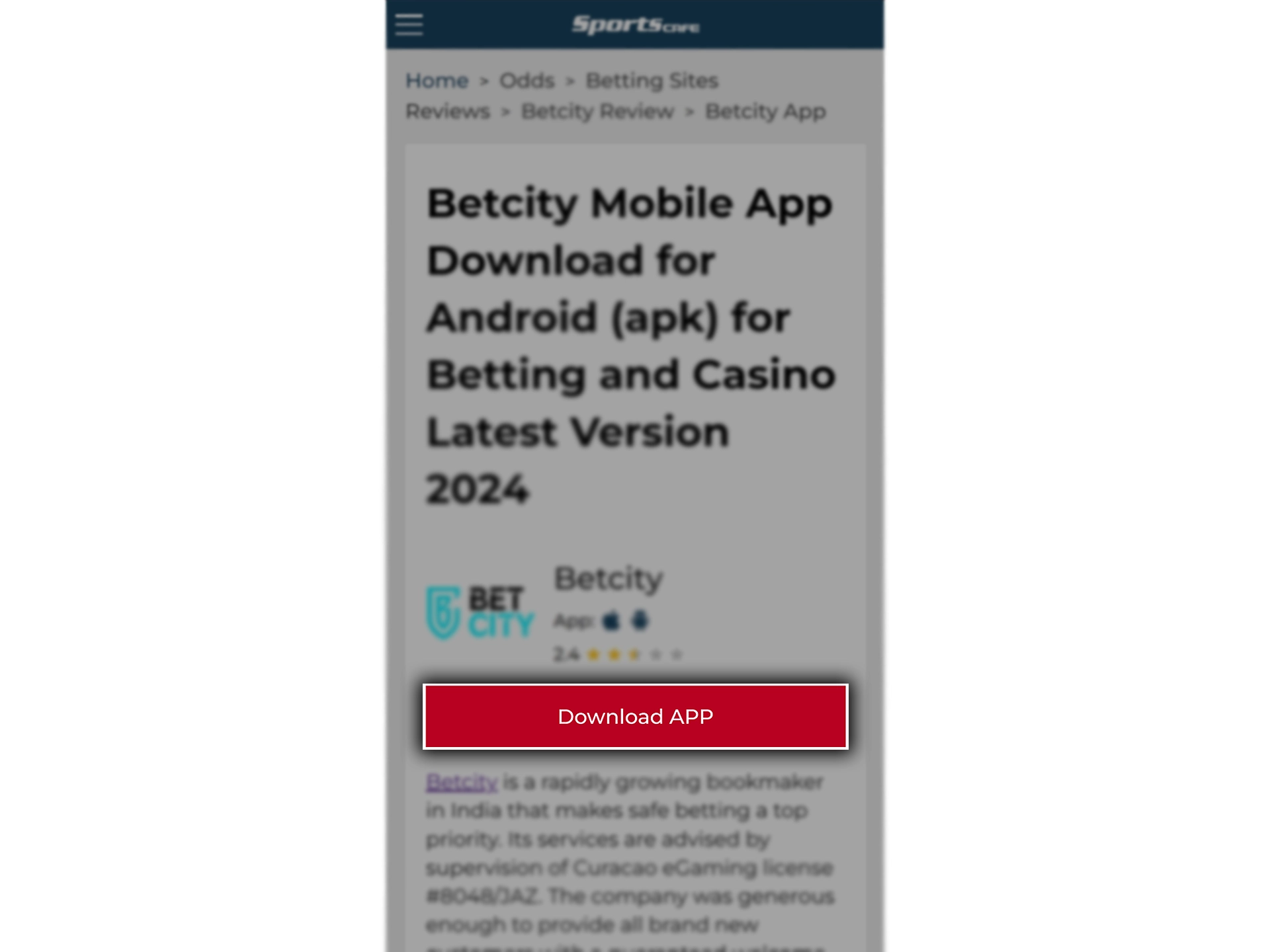 Follow the link at the top of the article to download the Betcity app installation file.