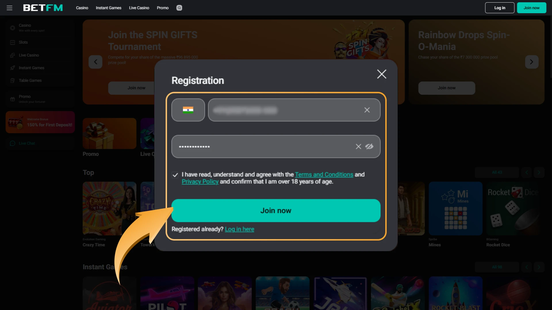 Complete the Form and Join BetFM Instantly.