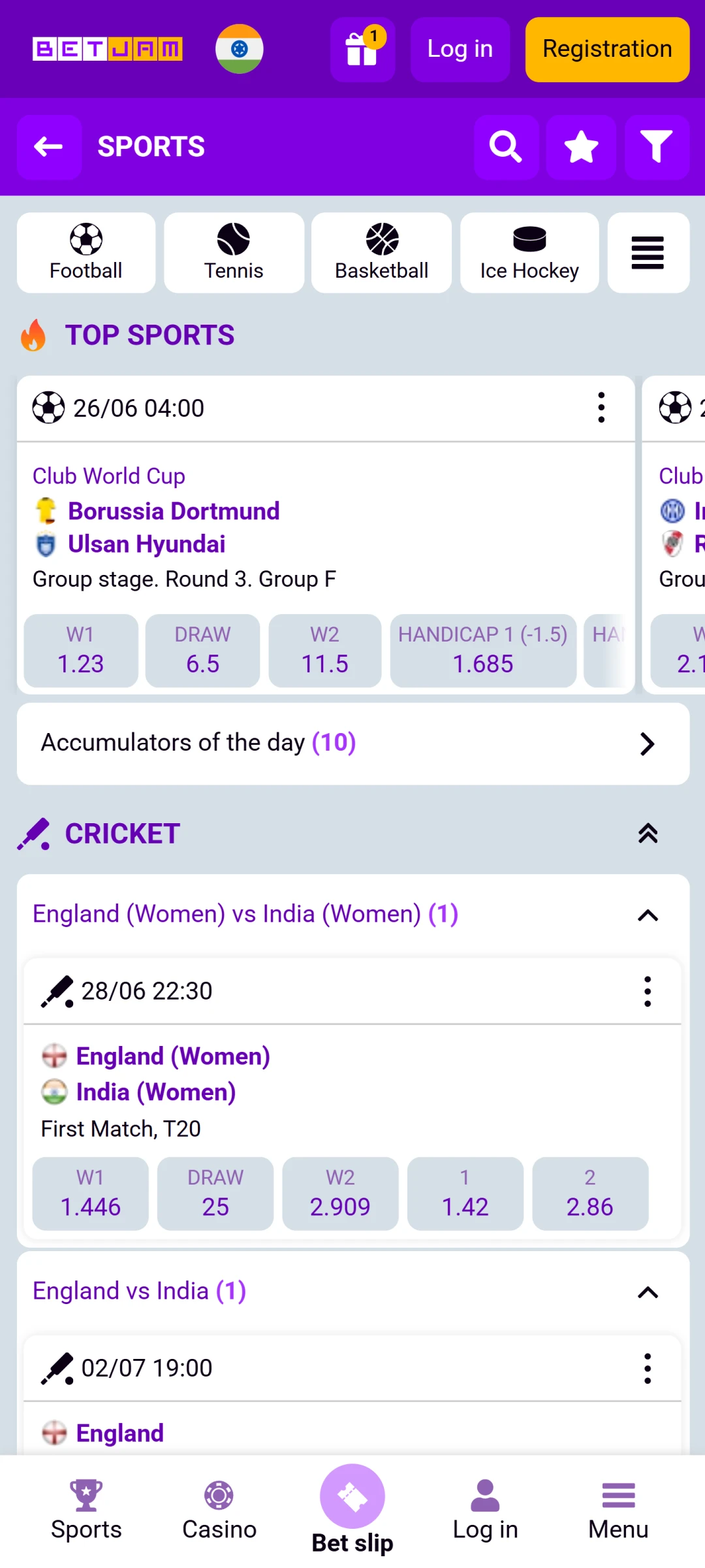 Betjam App interface.