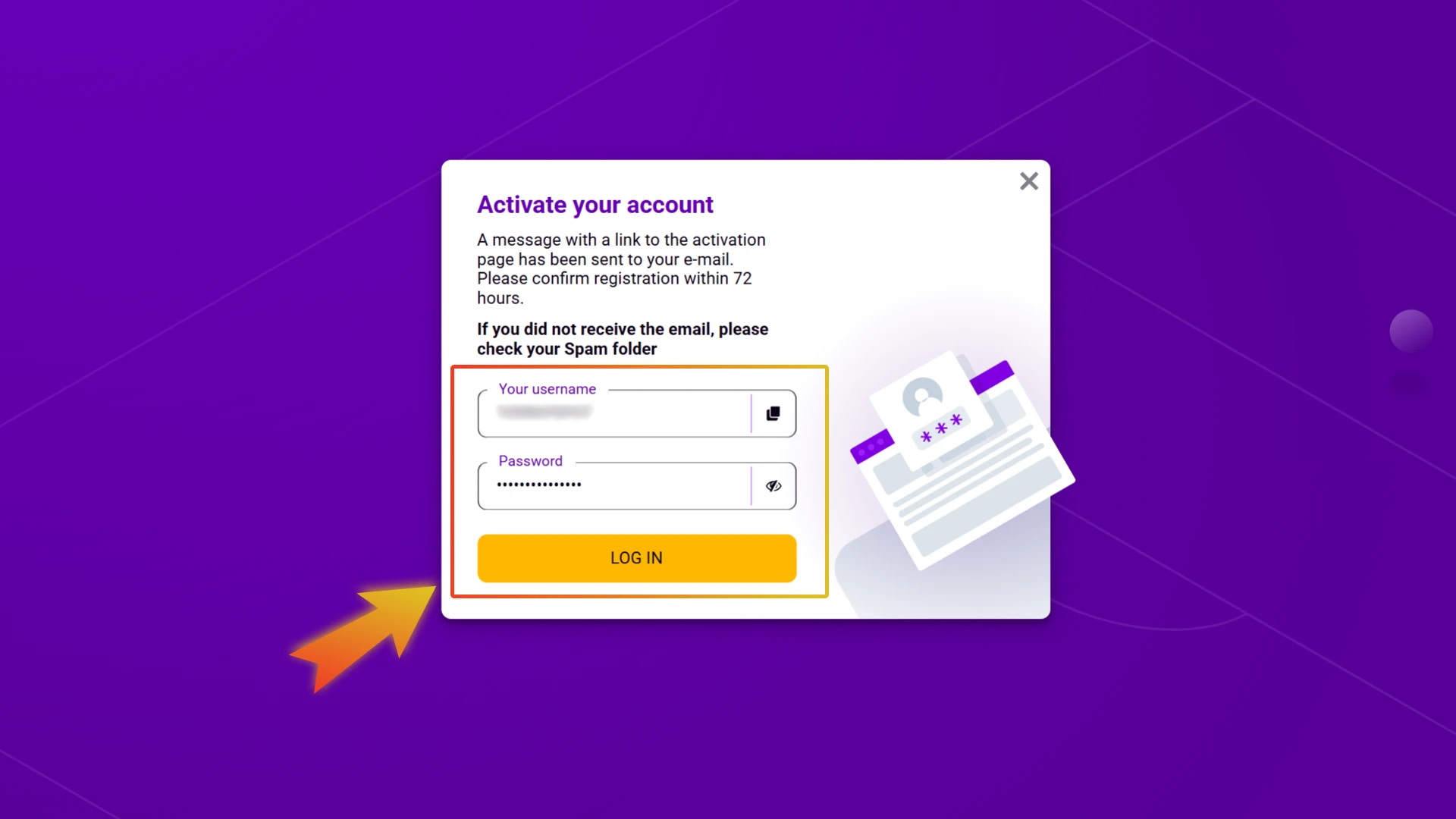 log in windows on Betjam site.