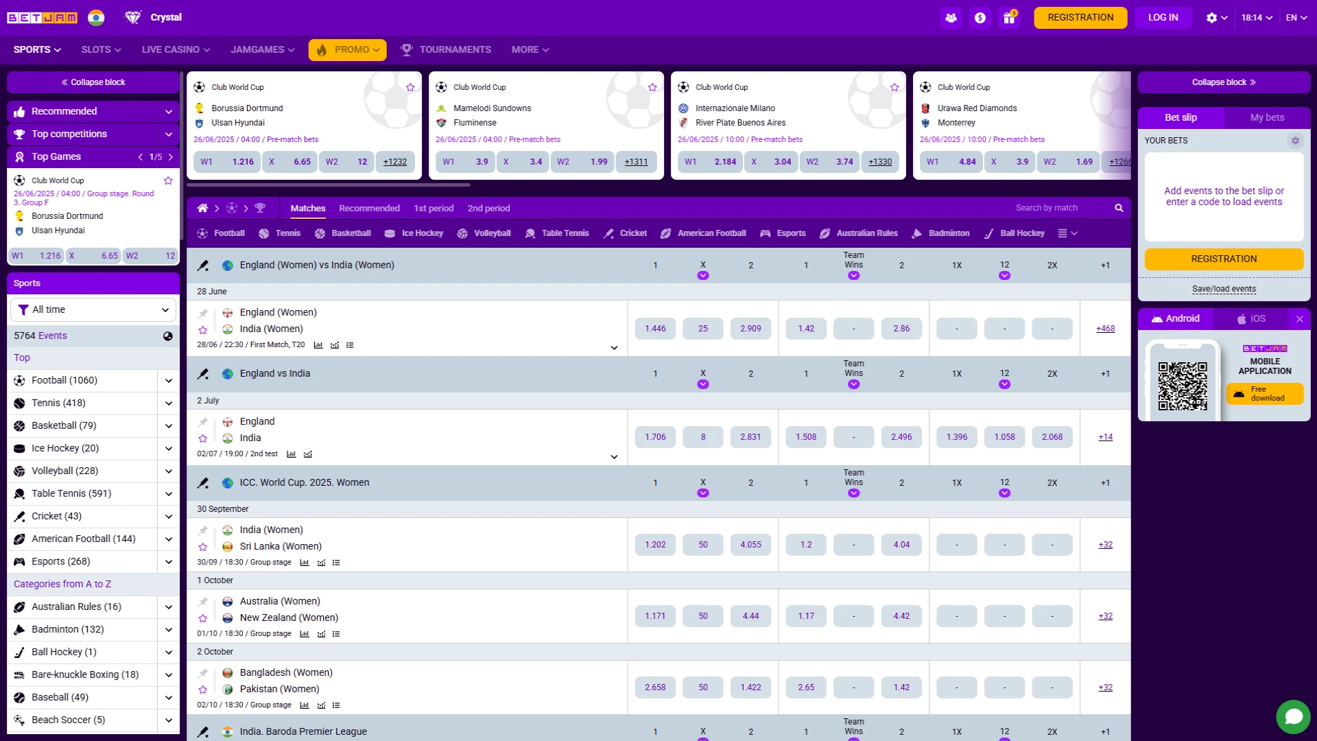 Betjam website interface