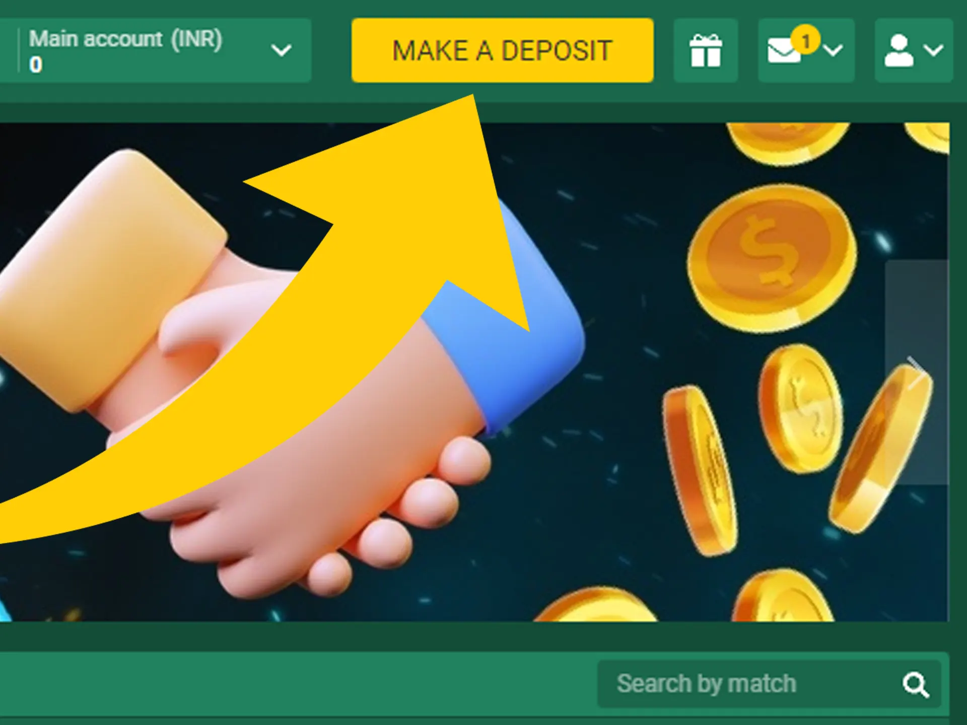 Click on deposit button.