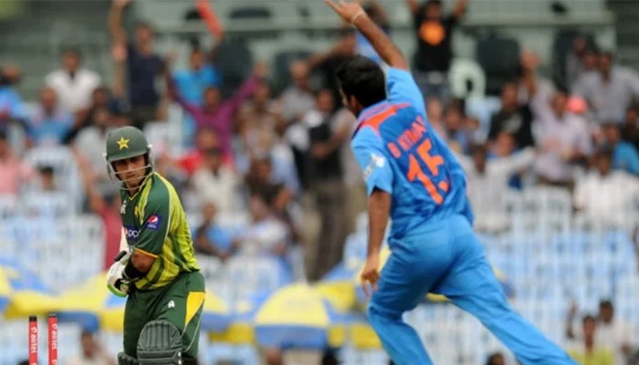 Bhuvneshwar Kumar bowled Mohammad Hafeez on the first ball of his ODI debut.