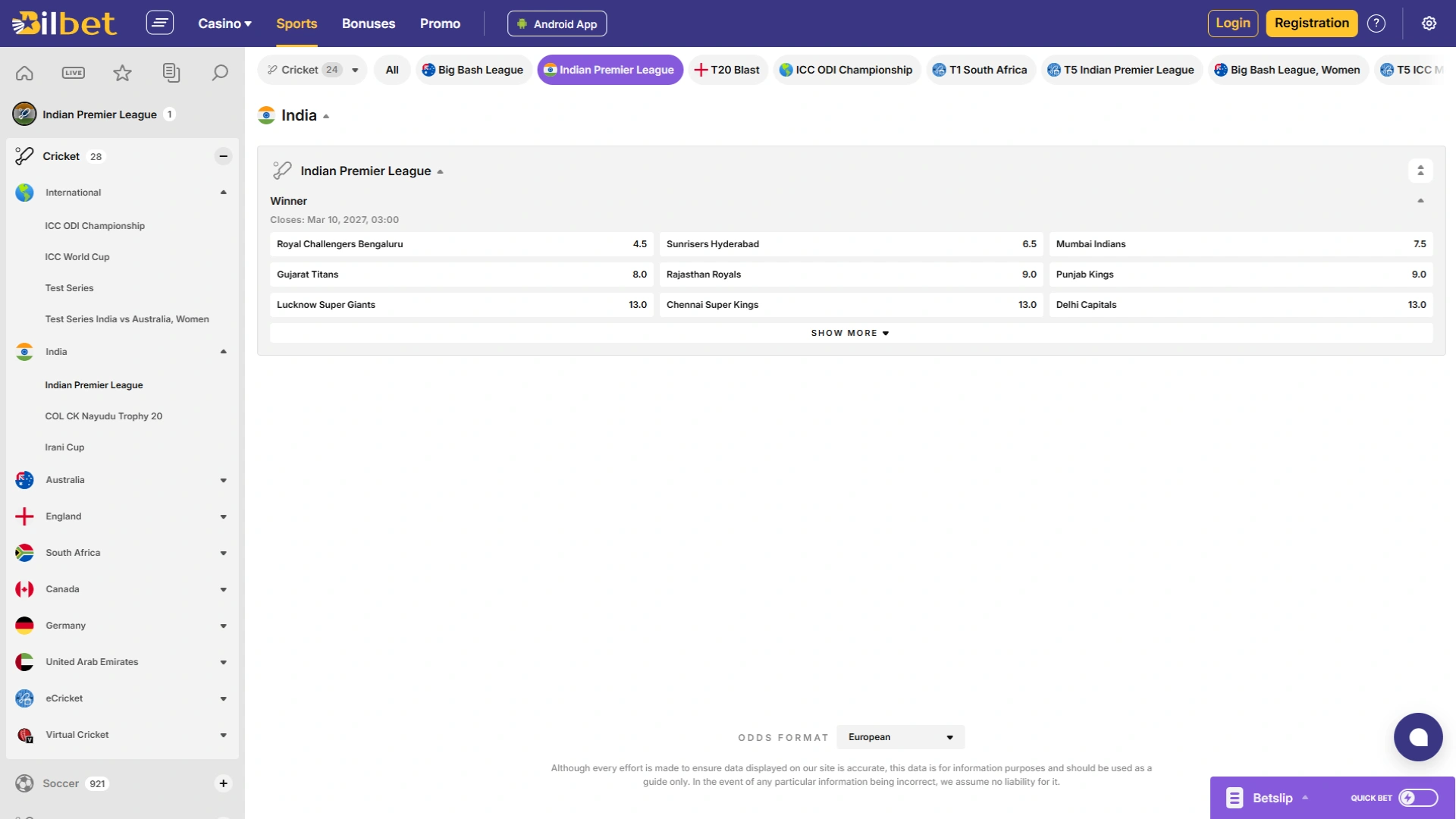 Bilbet IPL betting site.