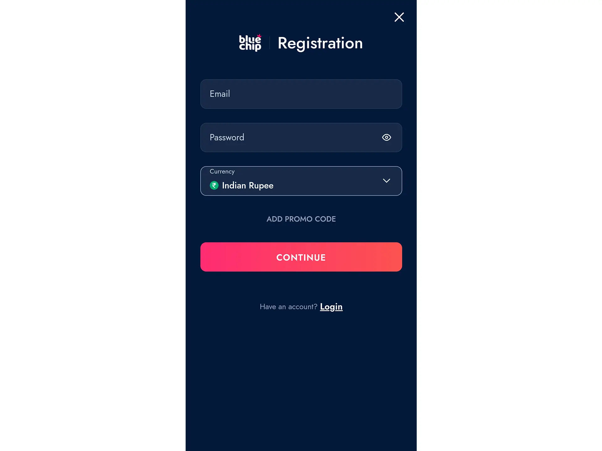 Start registration by pressing on registration button.
