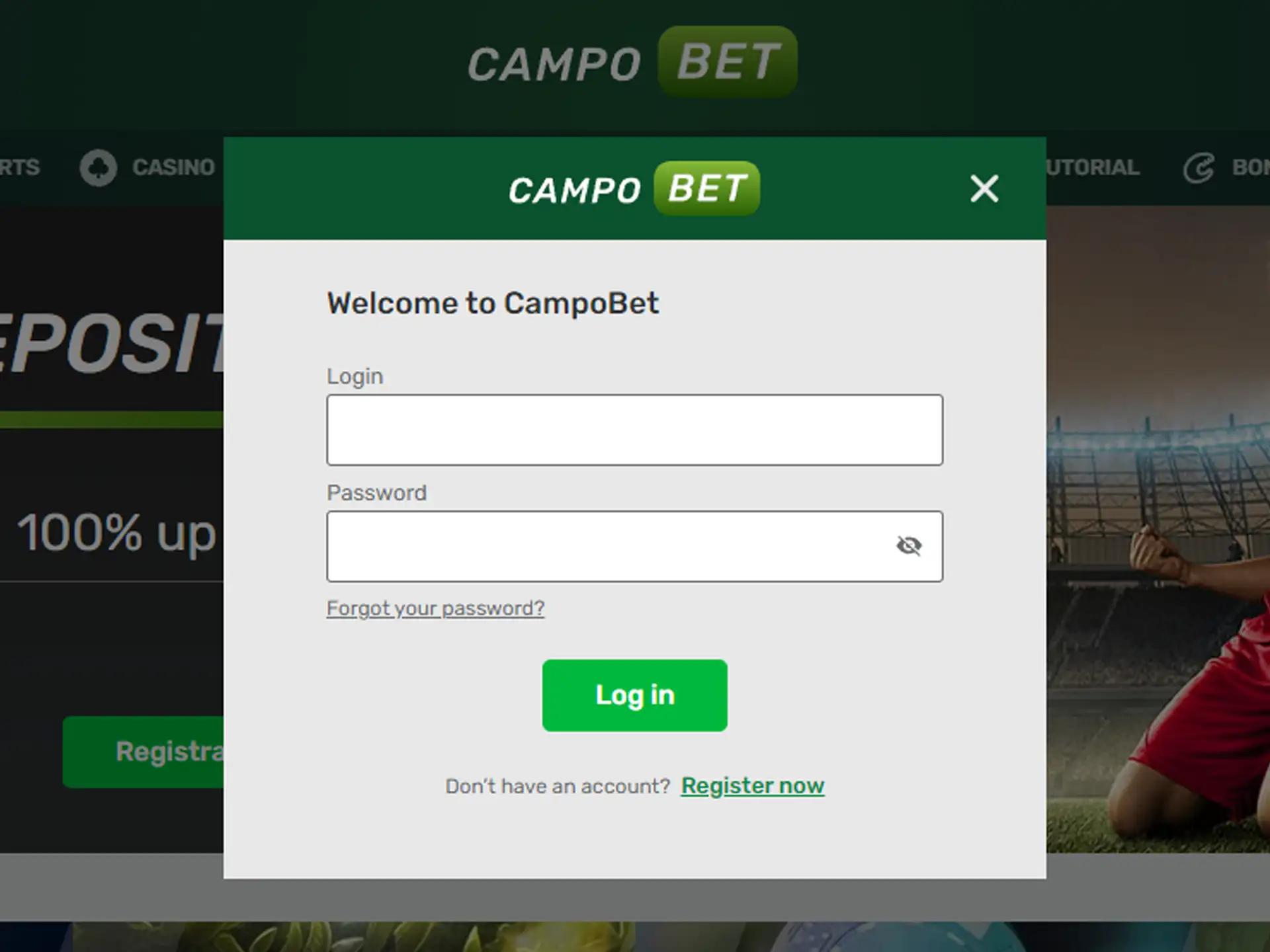 Log in to your Campobet account.