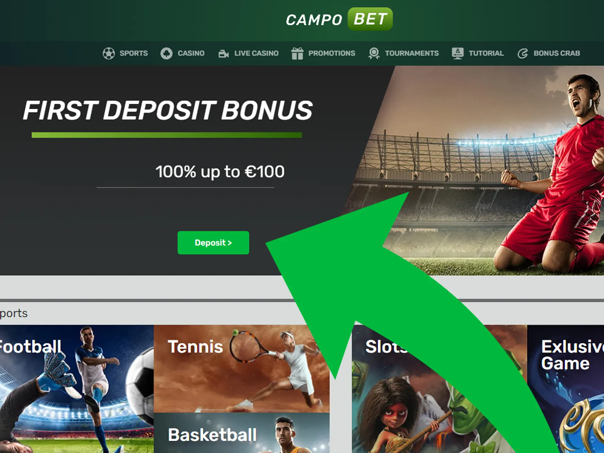 Click on deposit button.