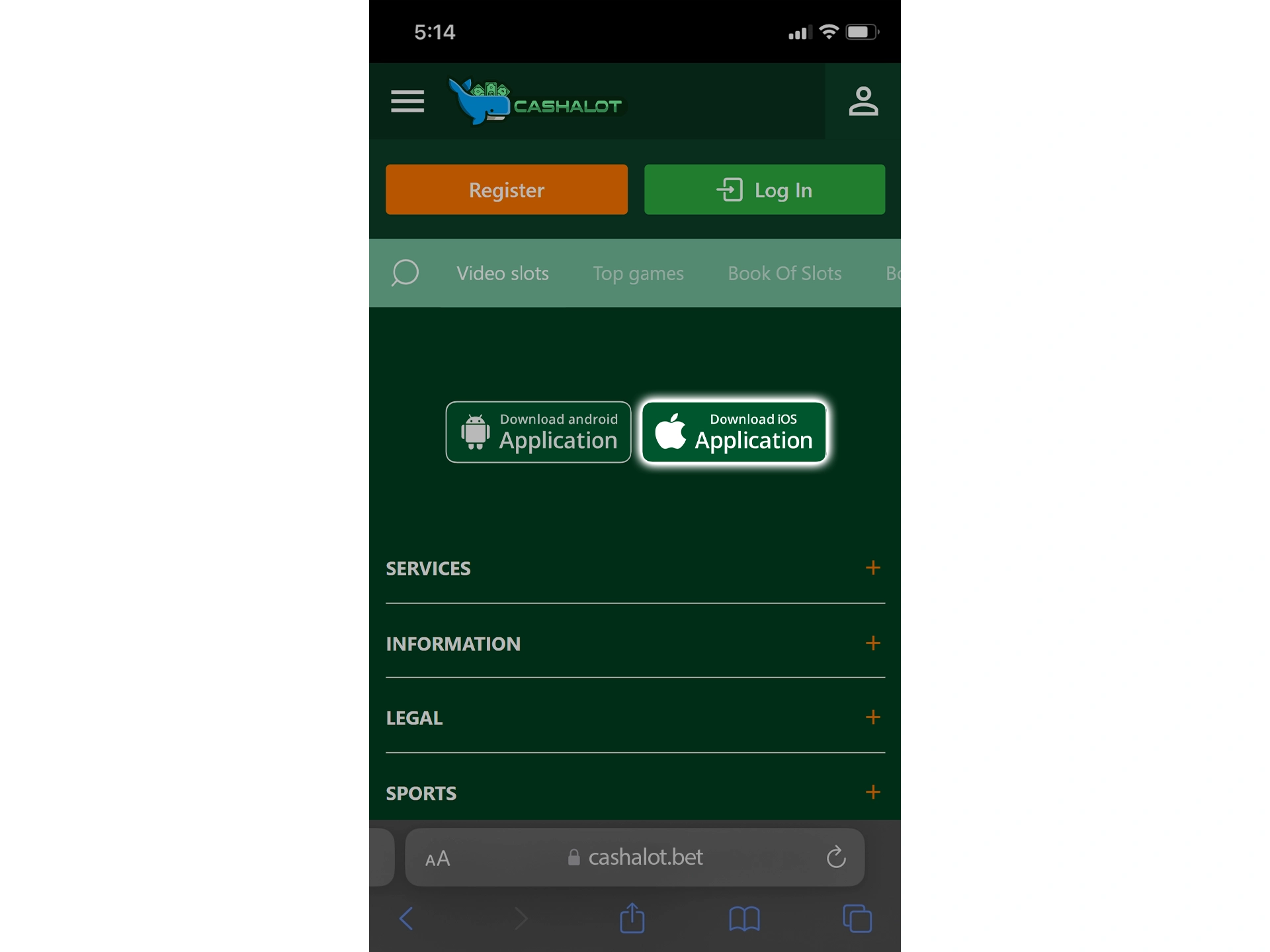 Find the Cashalot.bet app download button and start the installation process.
