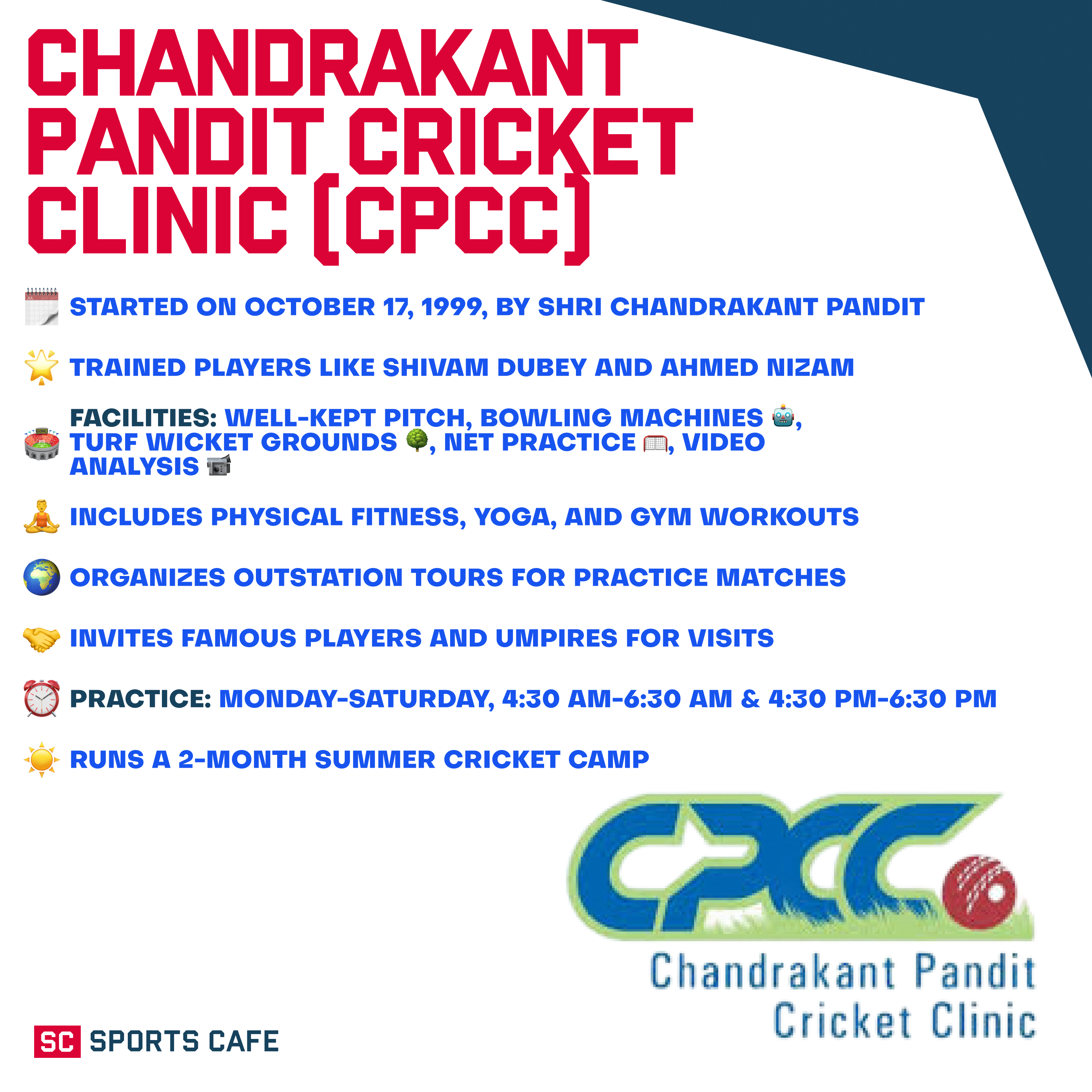 Chandrakant Pandit Cricket Clinic.