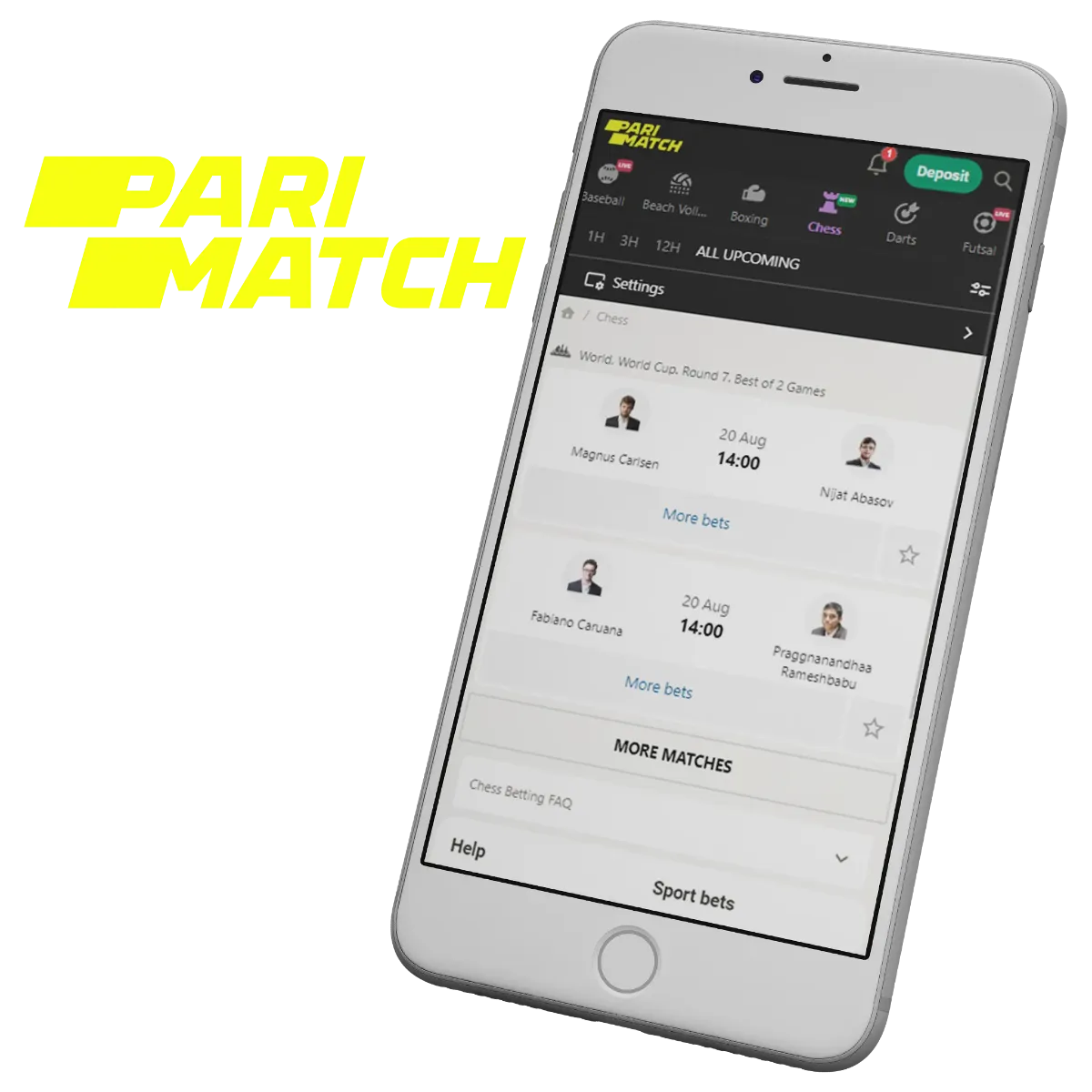 Download Parimatch app on Android and iOS and enjoy chess betting.