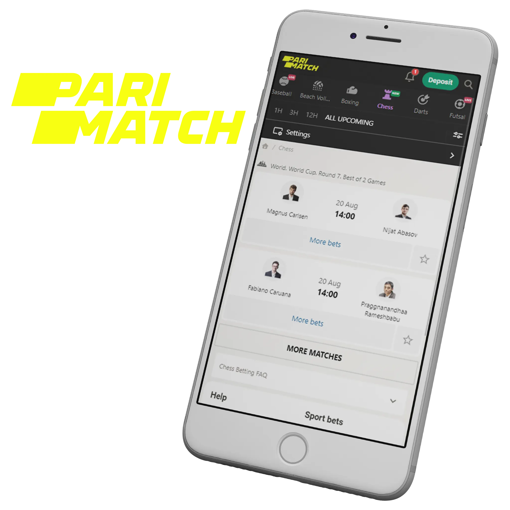 Use the best online Parimatch app for chess betting.
