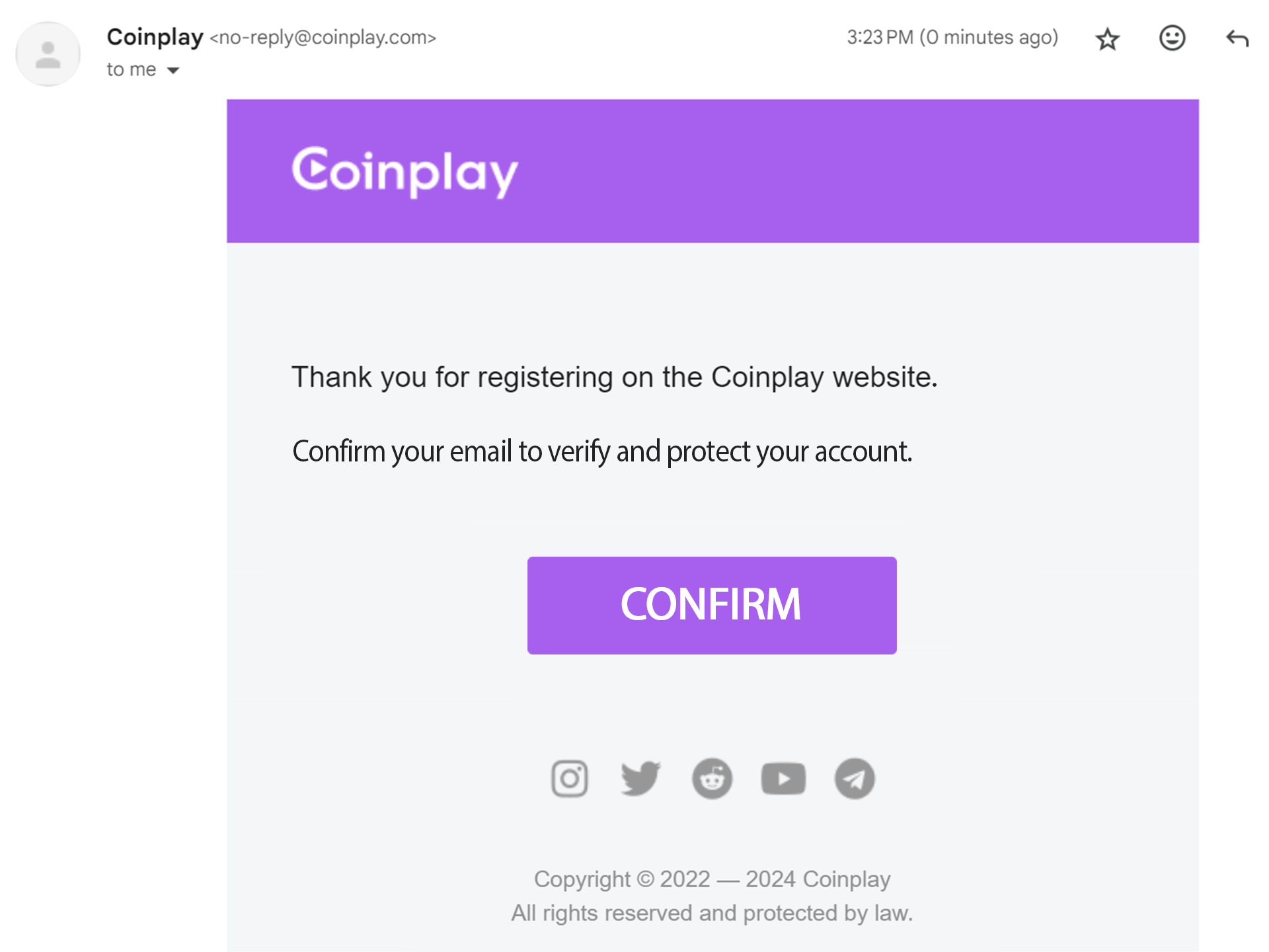 Follow the link from the email from Coinplay to confirm your registration.