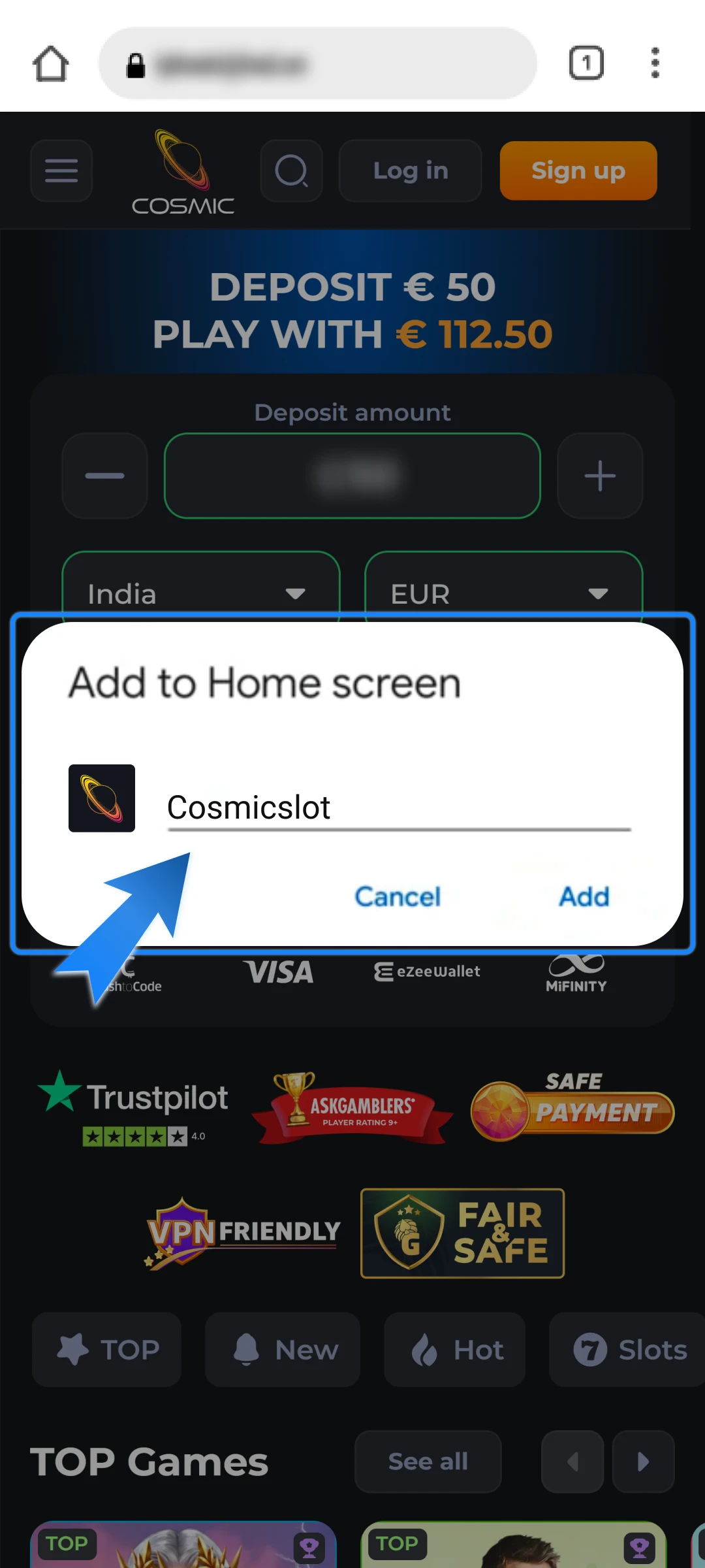 Enter a name for the mobile application shortcut if asked.