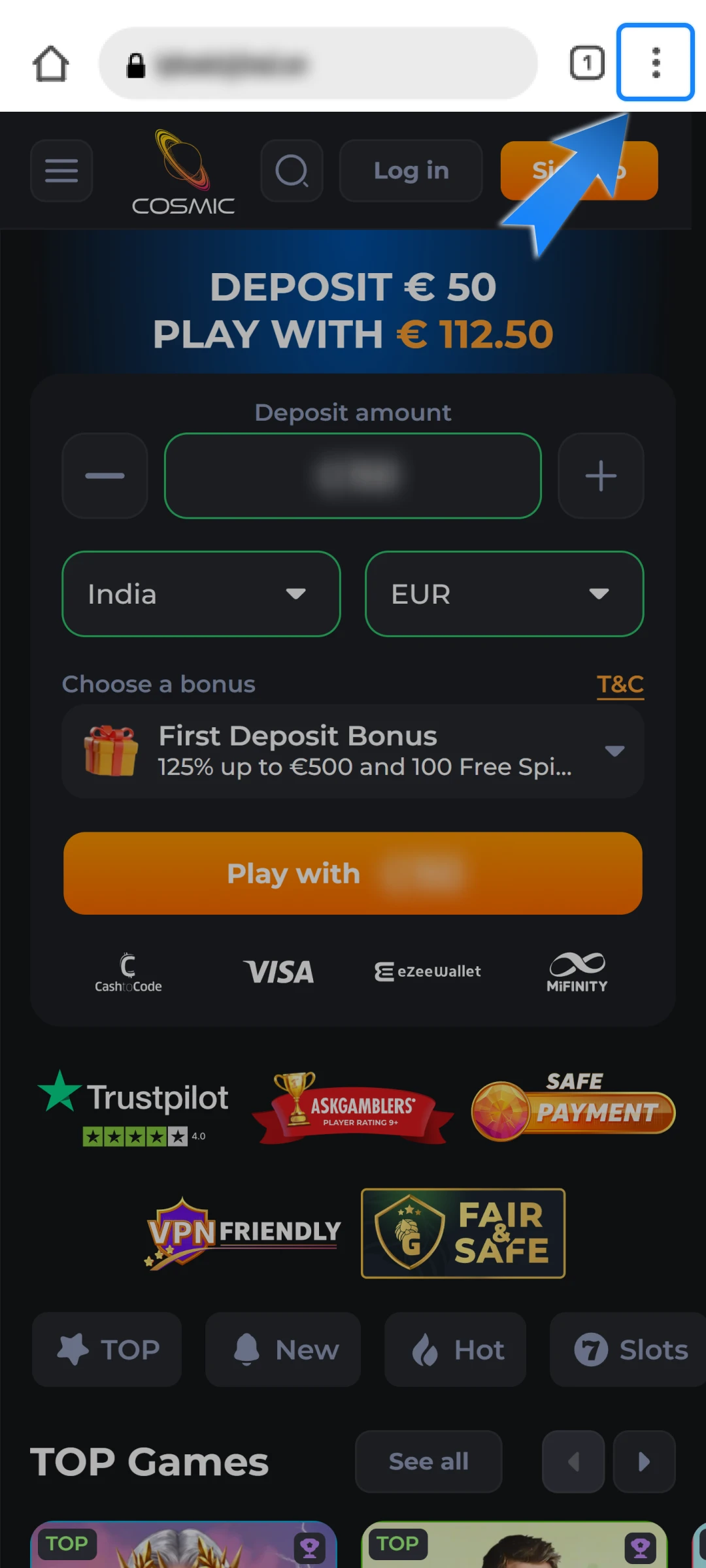 Tap the menu button (three dots) at the top right.