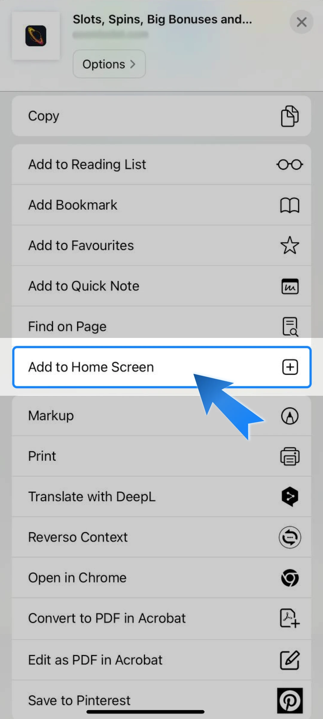 Scroll and select Add to Home Screen.