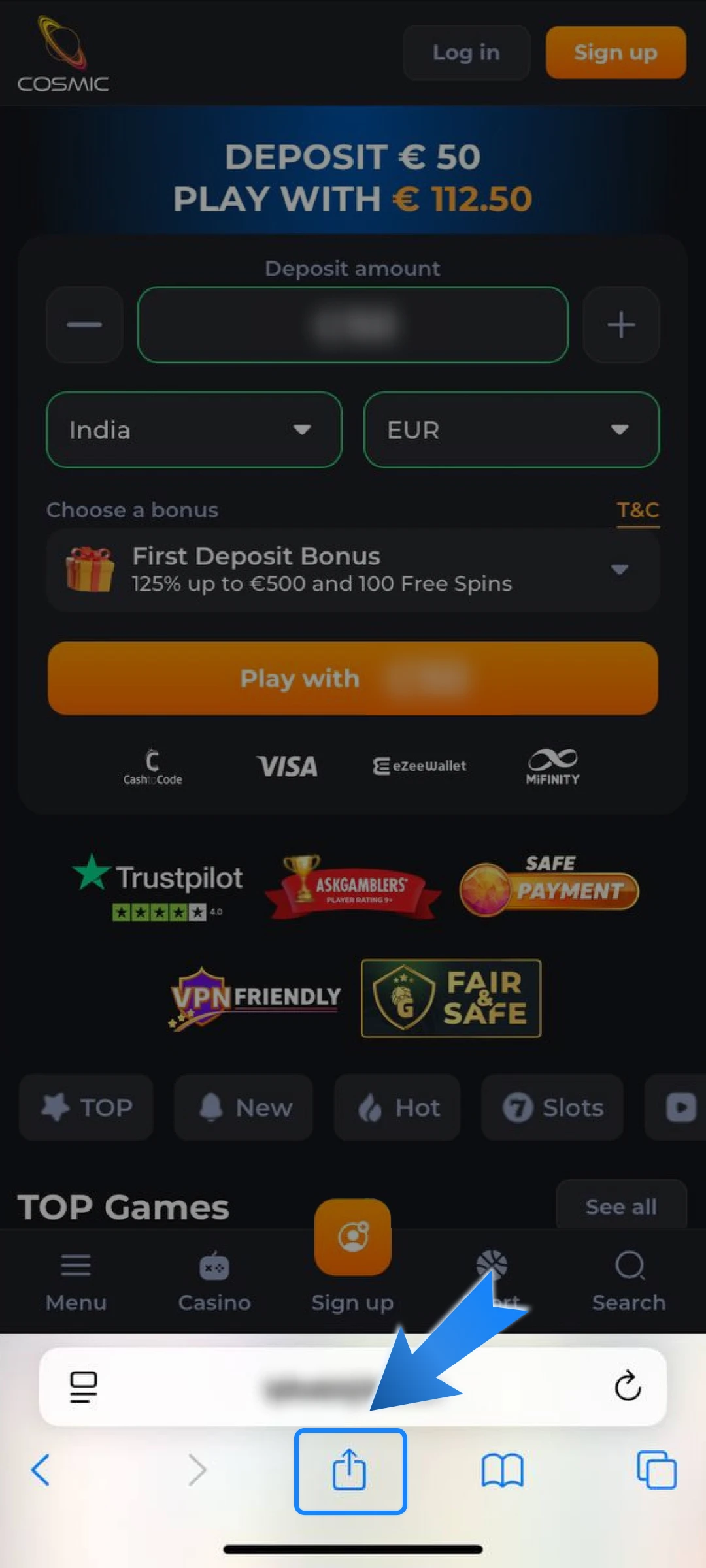 Tap the Share icon at the bottom.