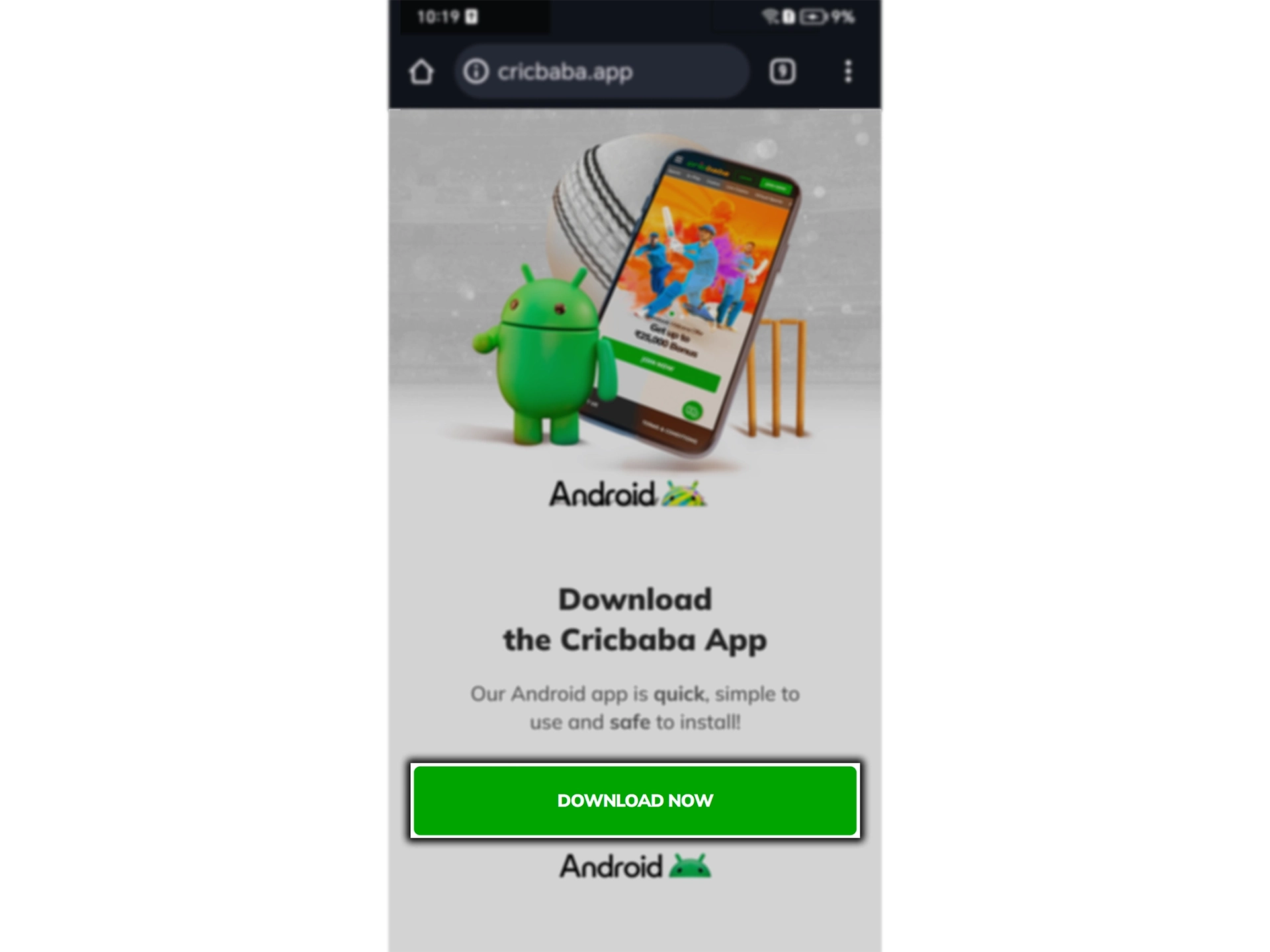 Download the installation file of the Cricbaba application.
