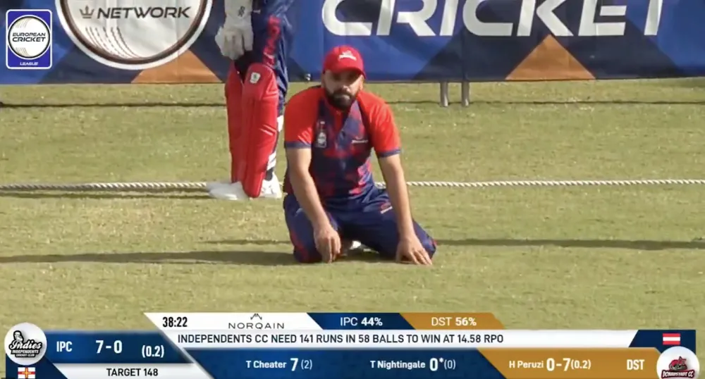 ECL | Twitter in splits as devastated fielder sinks to his knees after literally falling at the final hurdle