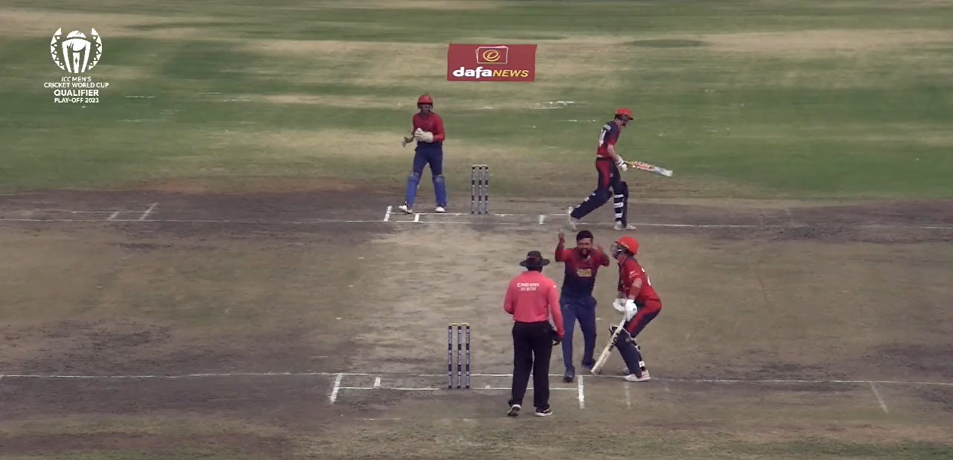 ICC CWC Qualifier Playoff | Twitter in disbelief over Rohan Mustafa celebrating scalp by adding third ball to non-striker's collection