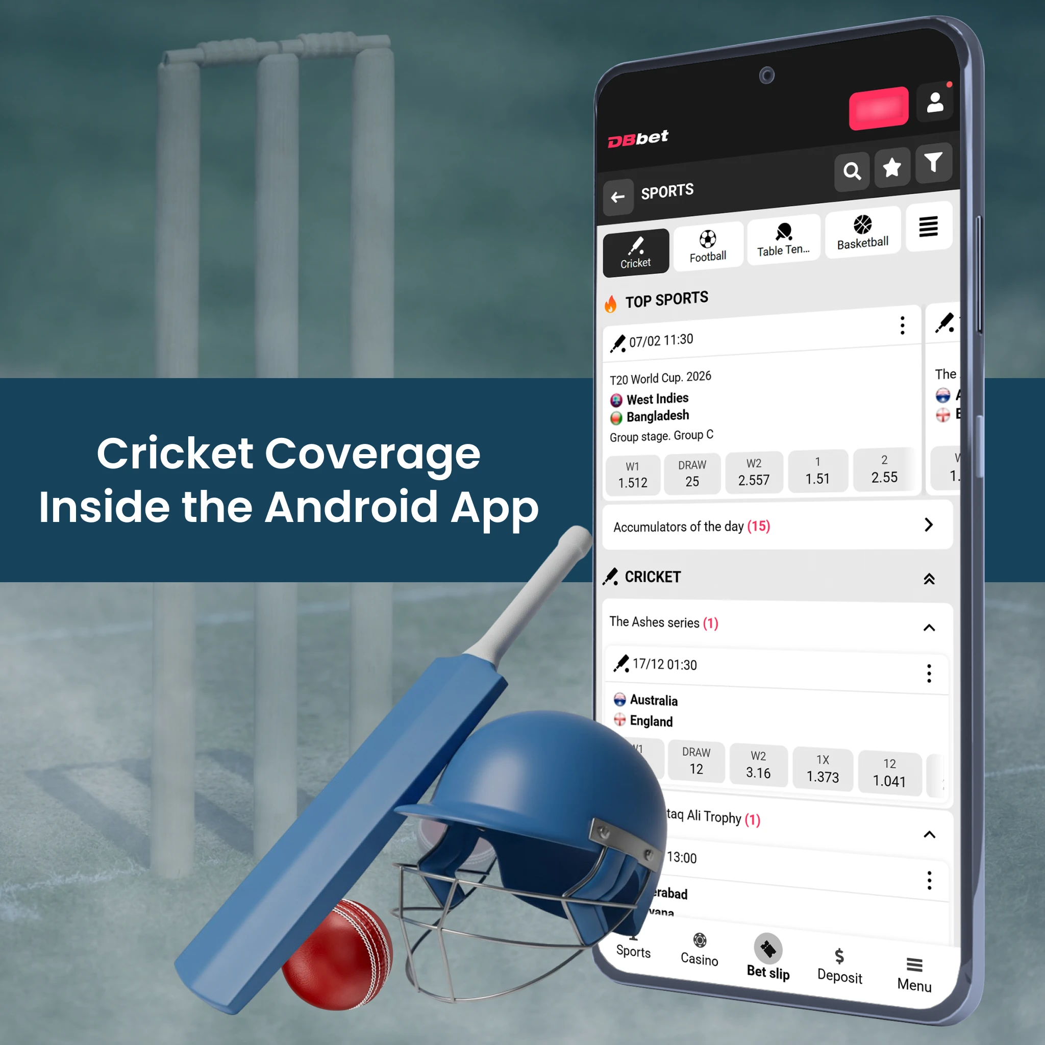 The Android betting apps we offer cover virtually all cricket tournaments and matches.